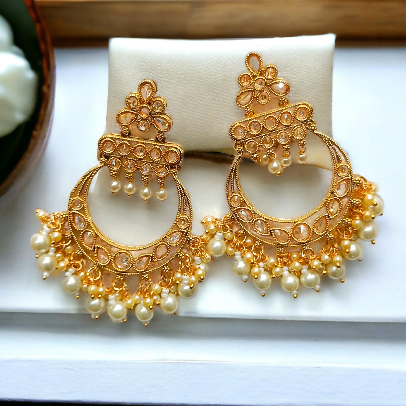 FW 18k Gold Plated Rajwadi Chandbali Jhumka