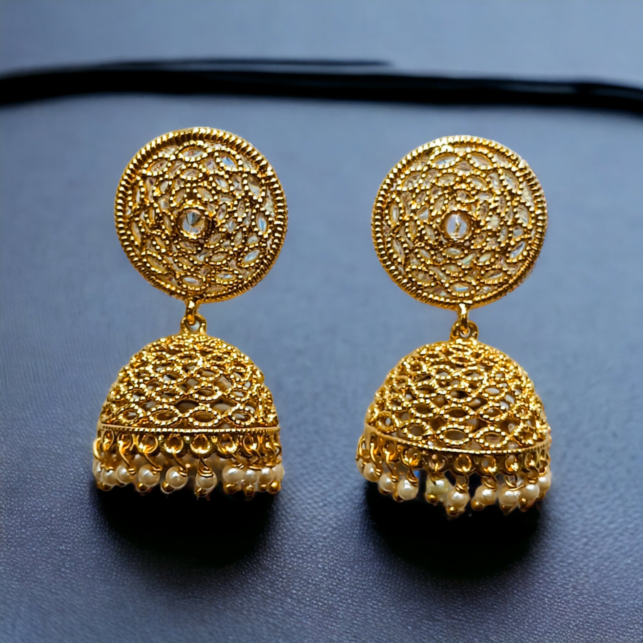 FW Gold Plated Net Pattern Jhumka