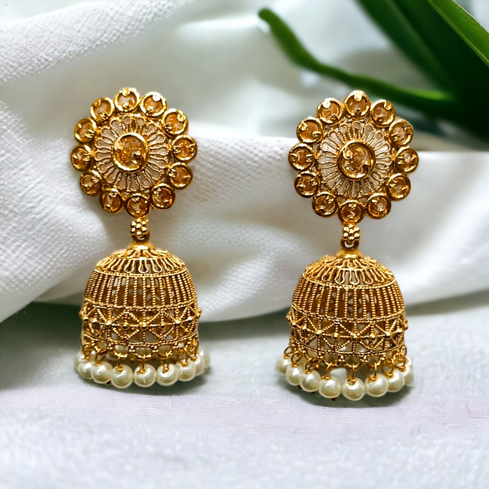 FW 18k Gold Plated LCT Stone Jhumka