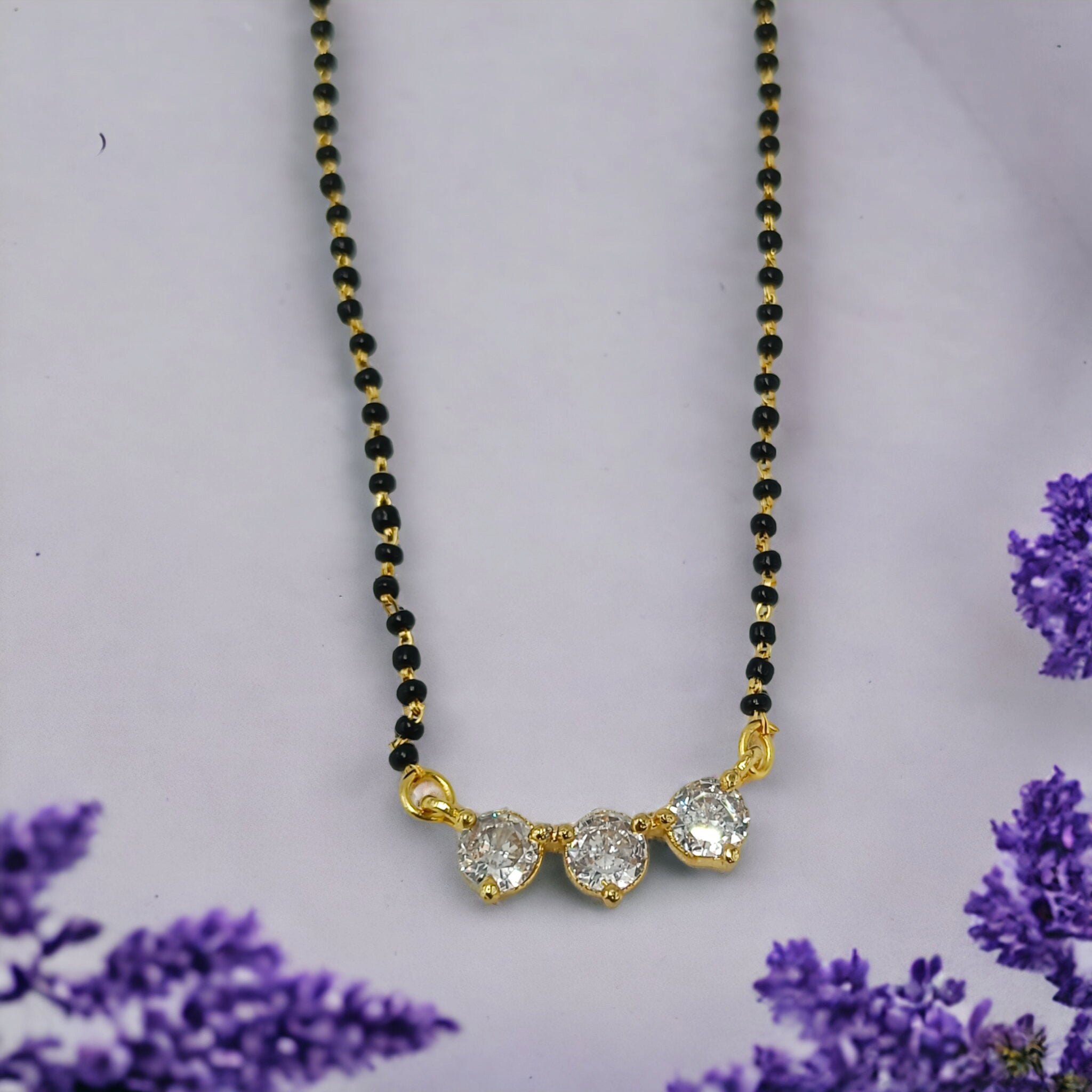 FW Premium 18In Gold Plated A D Stone Mangalsutra with earrings 2