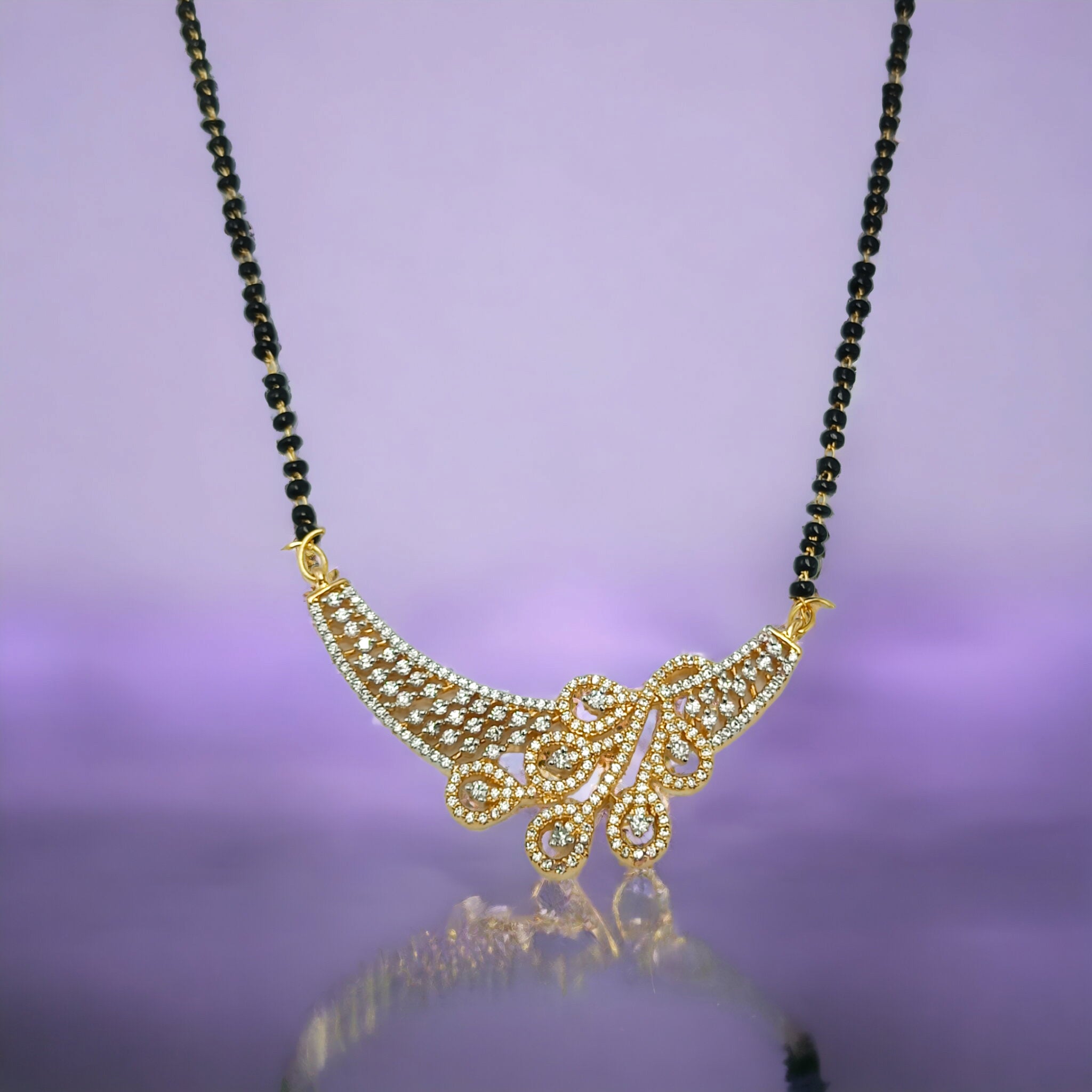 FW Premium 18In Gold Plated A D Stone Mangalsutra with earrings  29