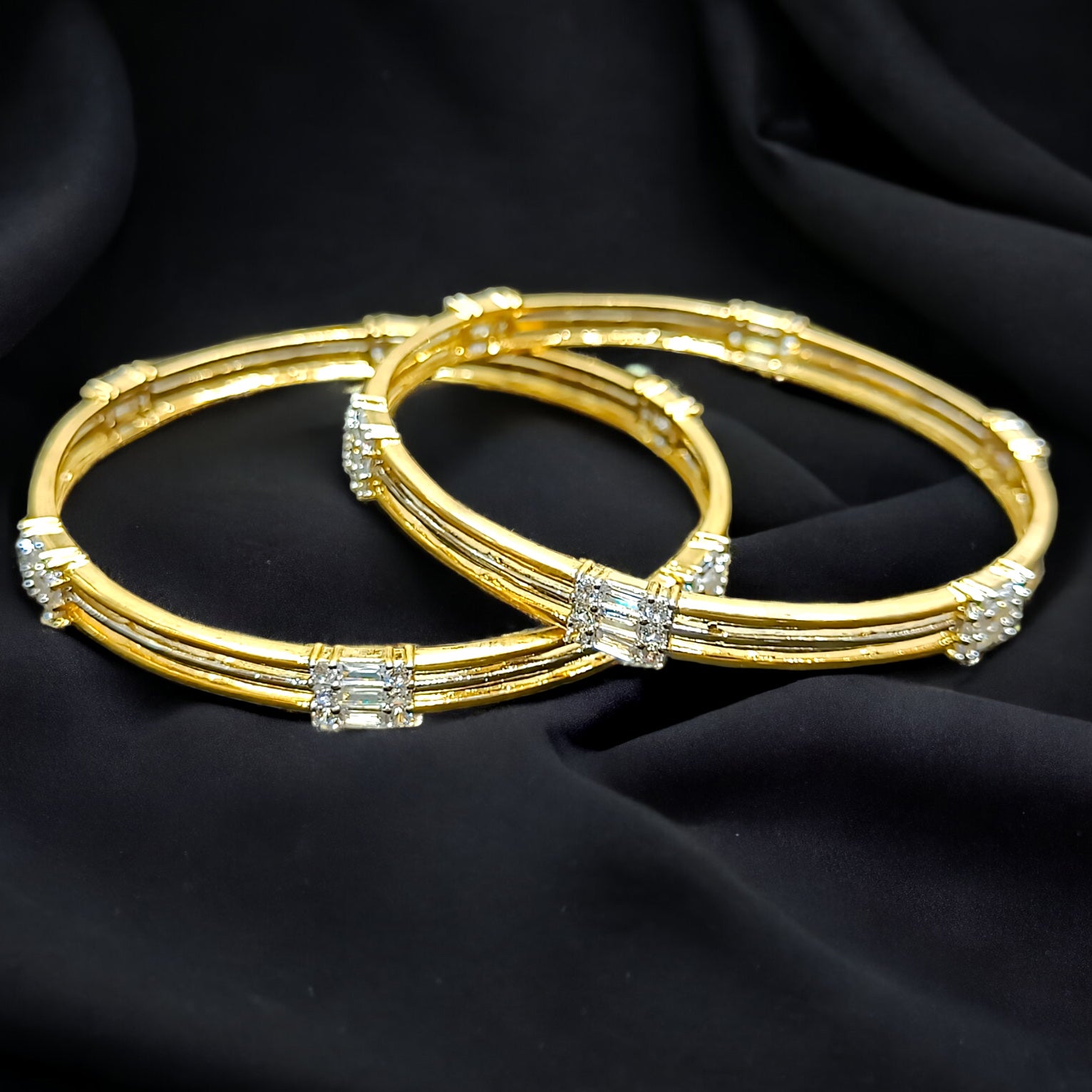 FW Gold Plated Voguish A D Stone Bangles