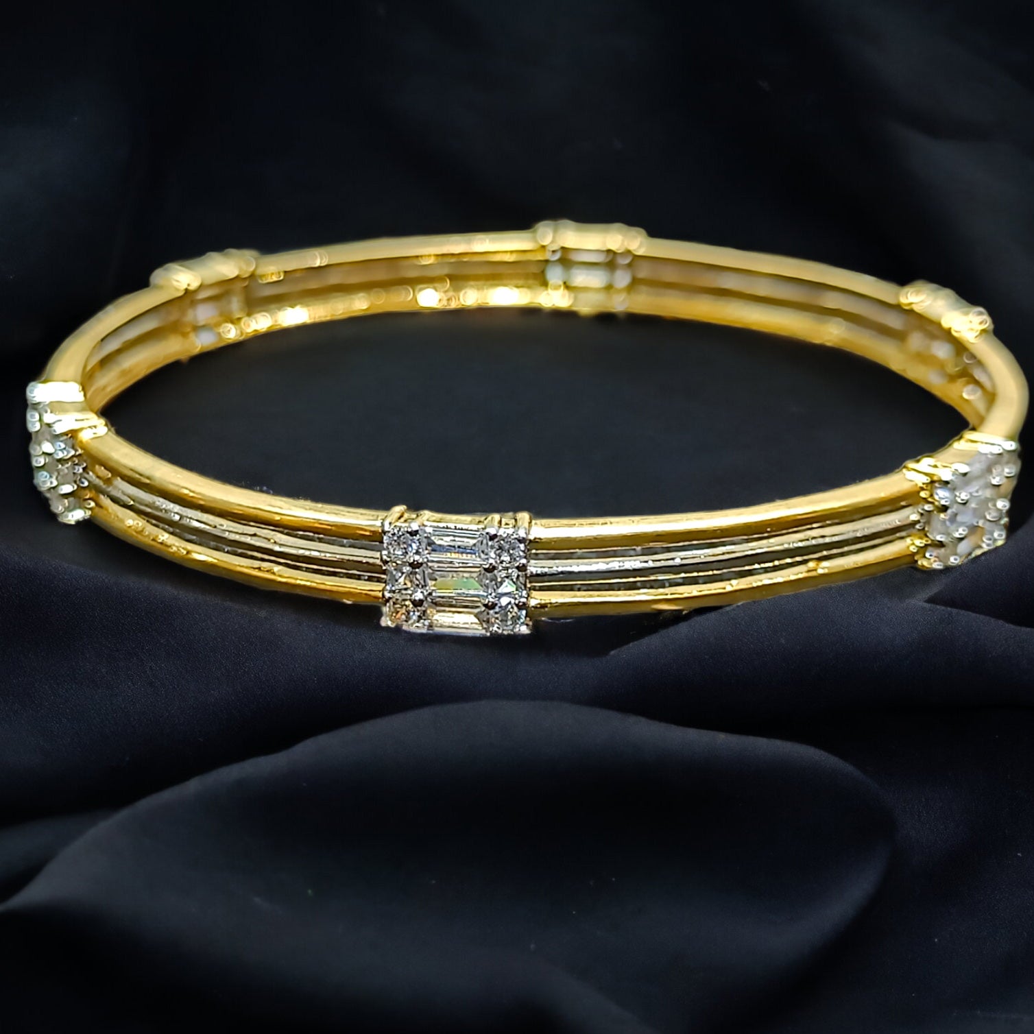 FW Gold Plated Voguish A D Stone Bangles