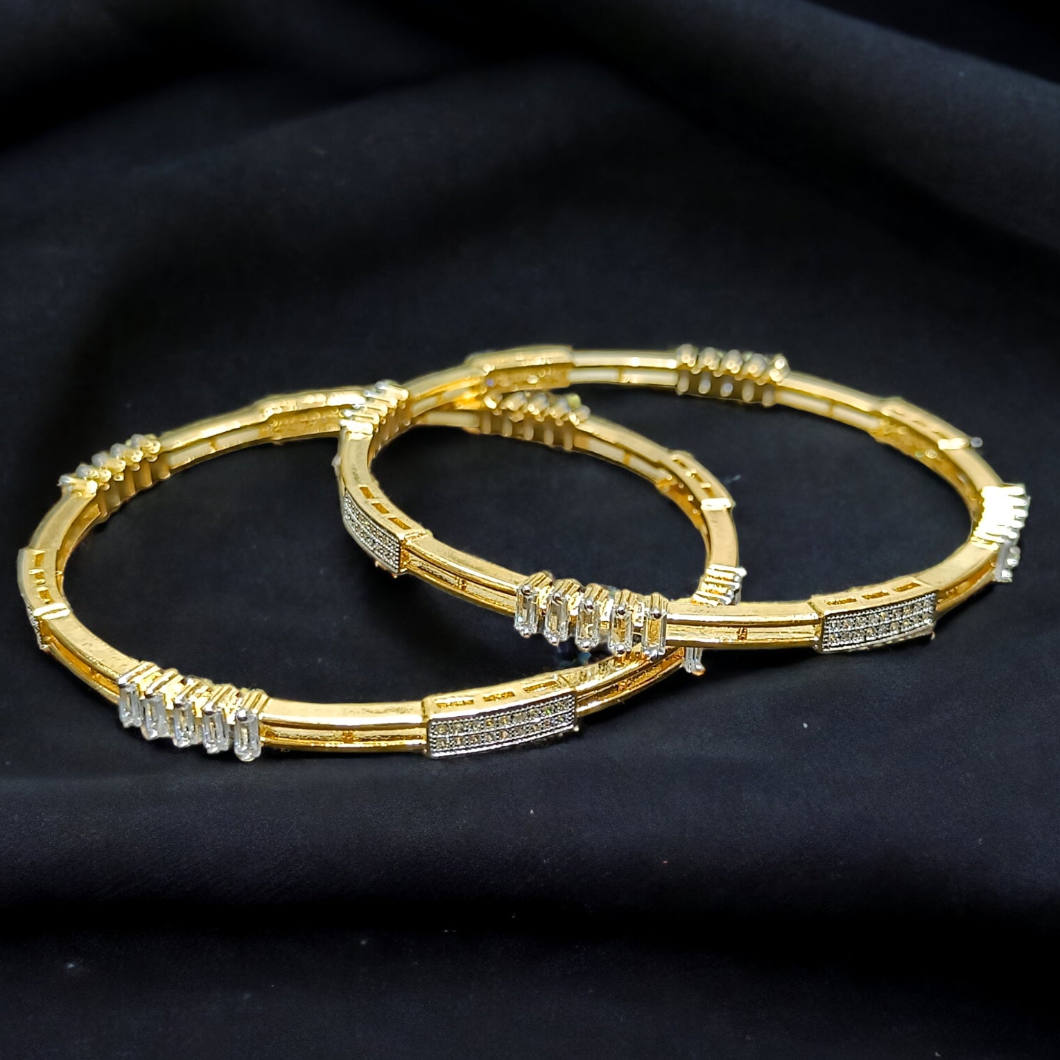 FW Gold Plated Voguish A D Stone Bangles