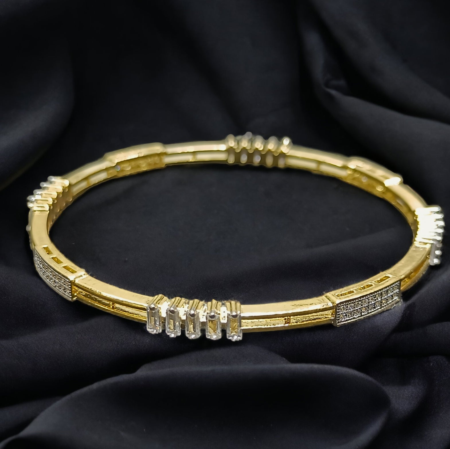 FW Gold Plated Voguish A D Stone Bangles