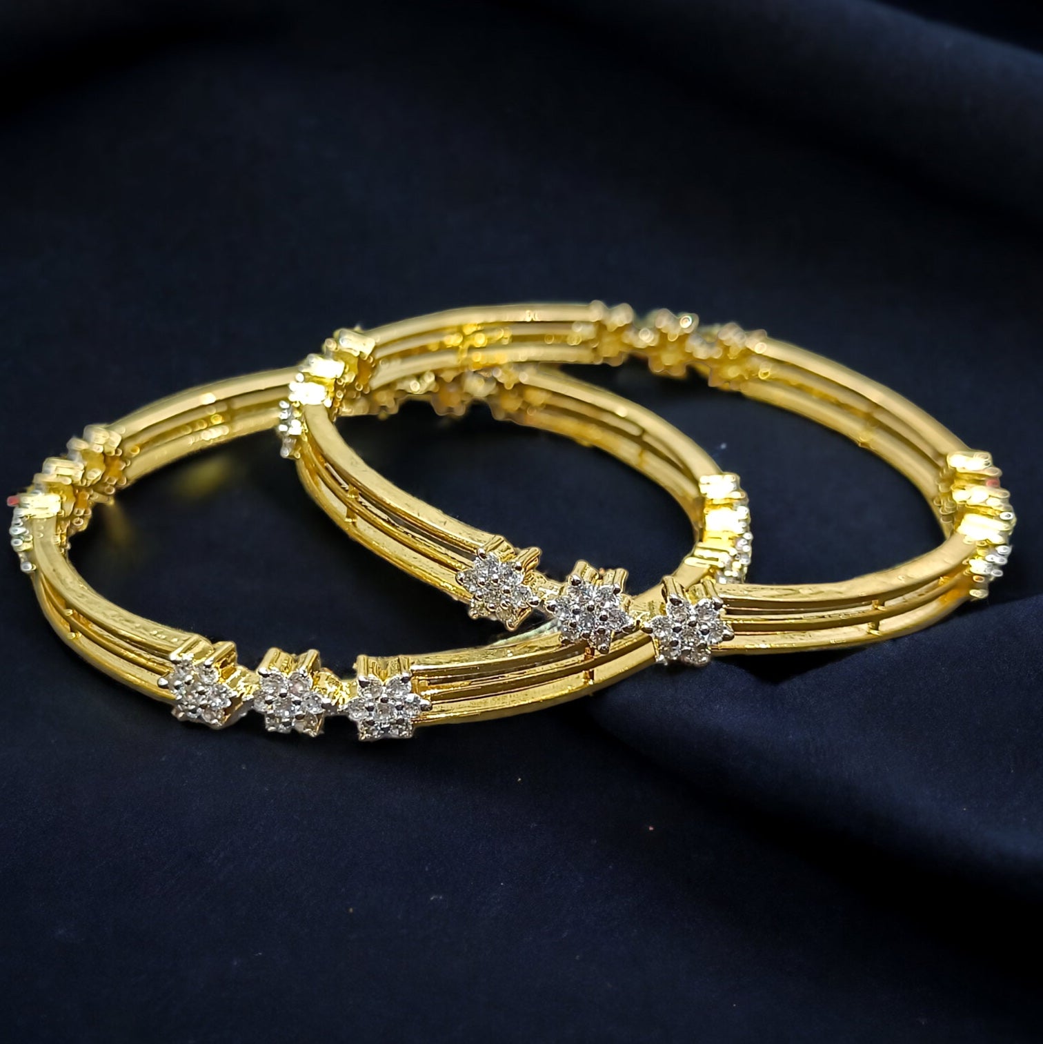 FW Gold Plated Voguish A D Stone Bangles