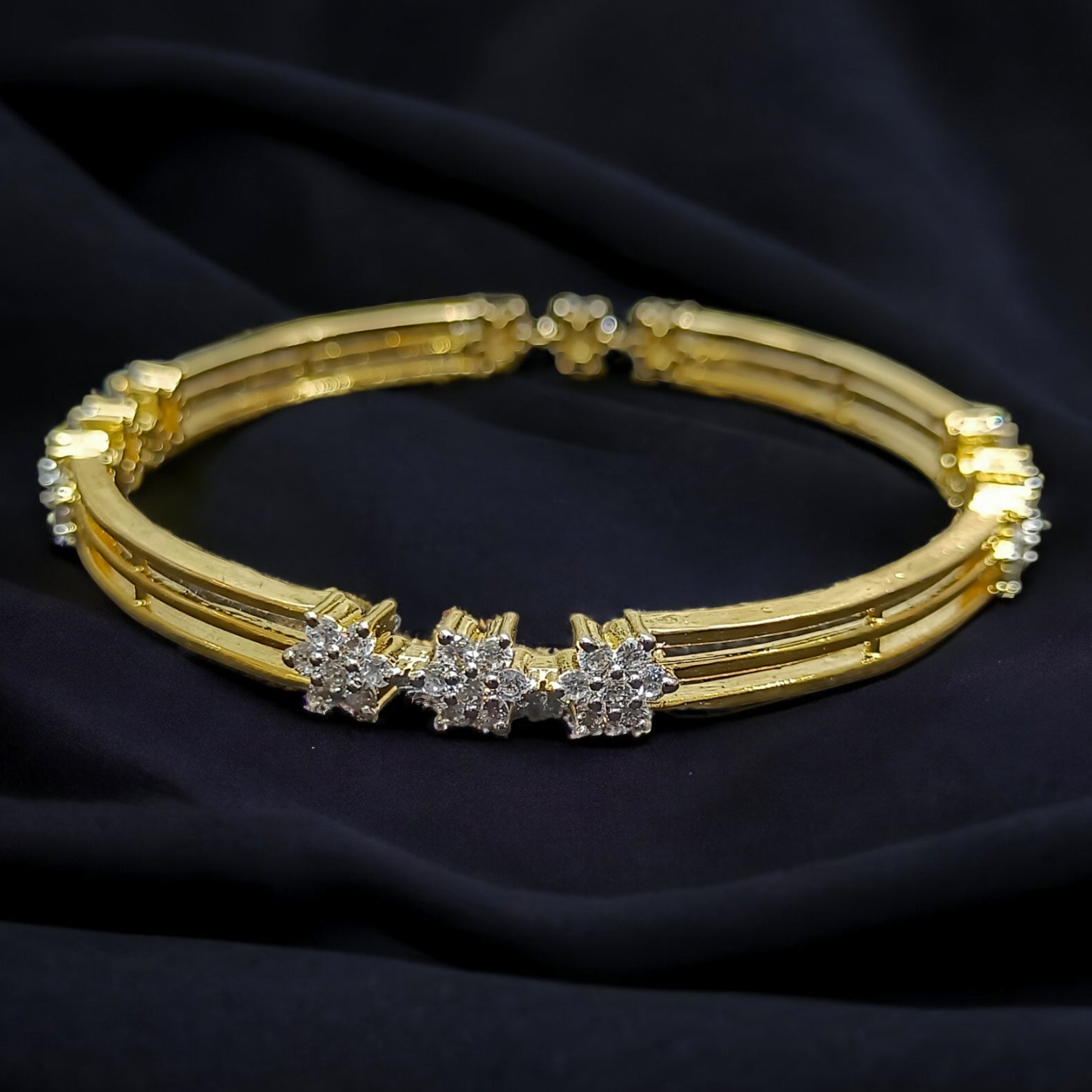 FW Gold Plated Voguish A D Stone Bangles