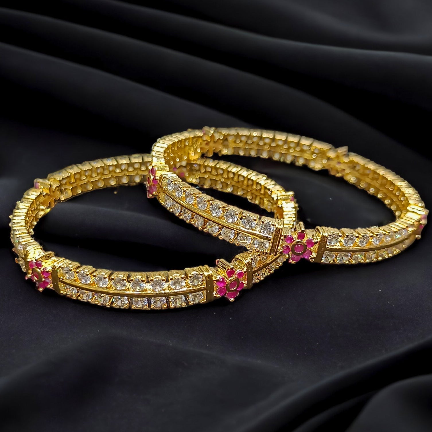 FW Gold Plated Ruby Stone A D Bangles