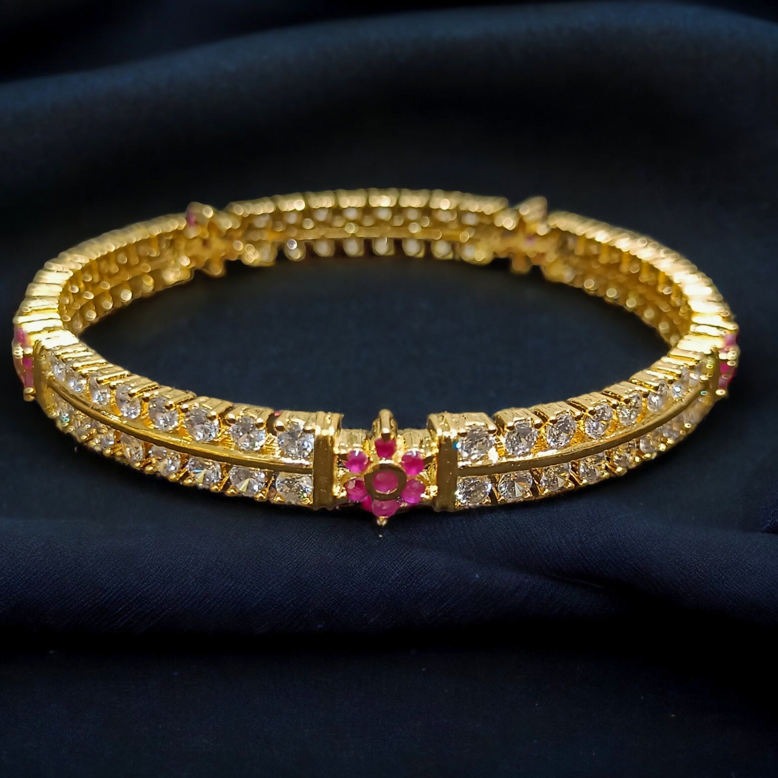 FW Gold Plated Ruby Stone A D Bangles