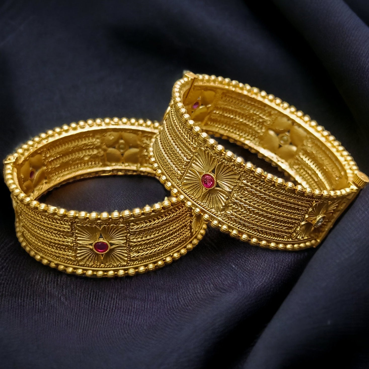 FW Luxury Matte Finished 18k Gold Plated Kada Bangles