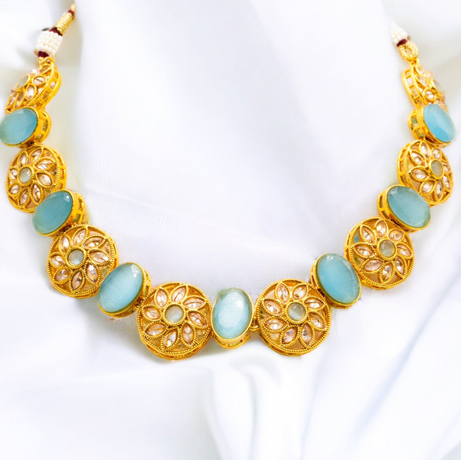 FW Premium Sky Blue LCT Stone Necklace with Earrings