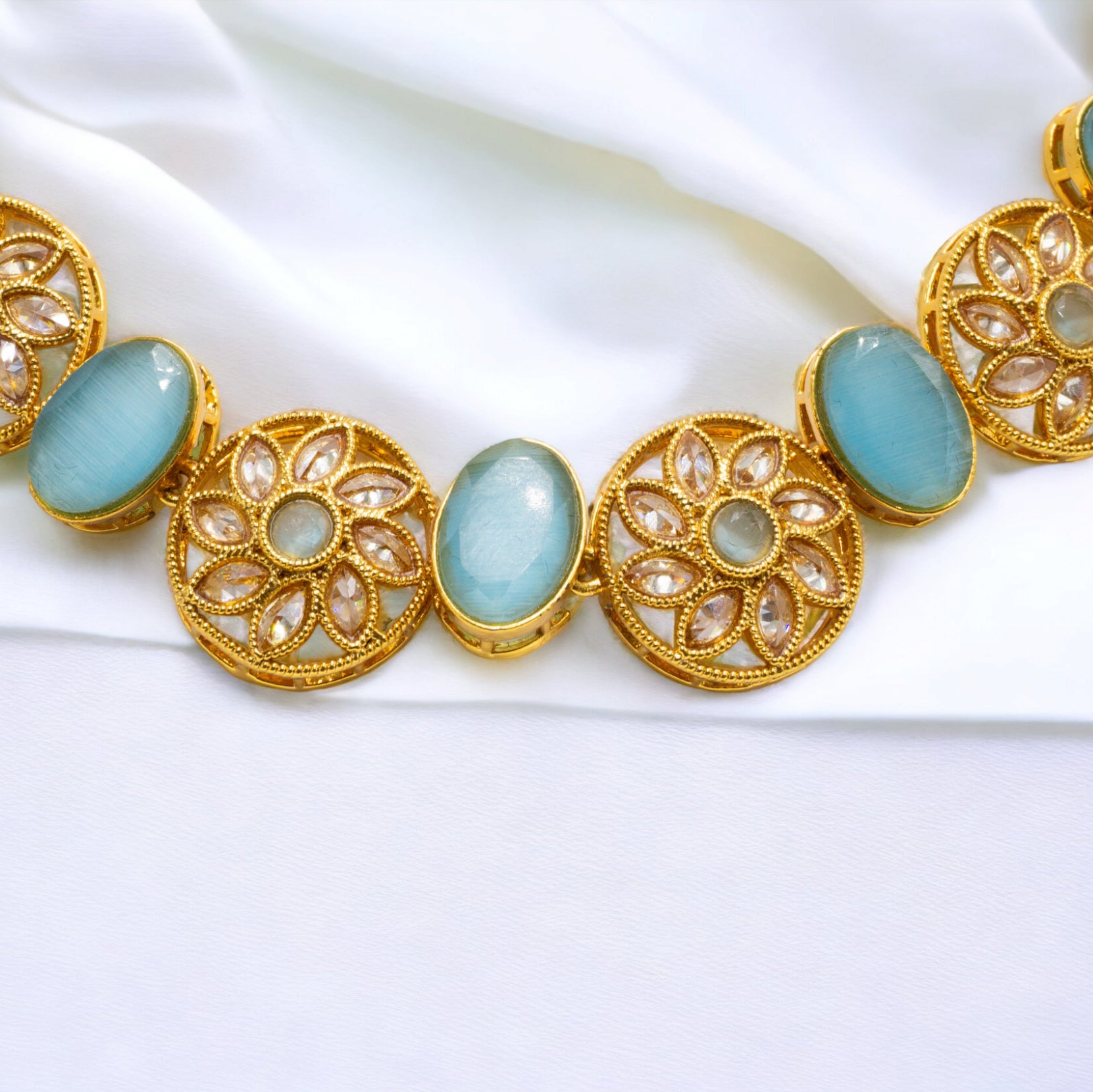 FW Premium Sky Blue LCT Stone Necklace with Earrings