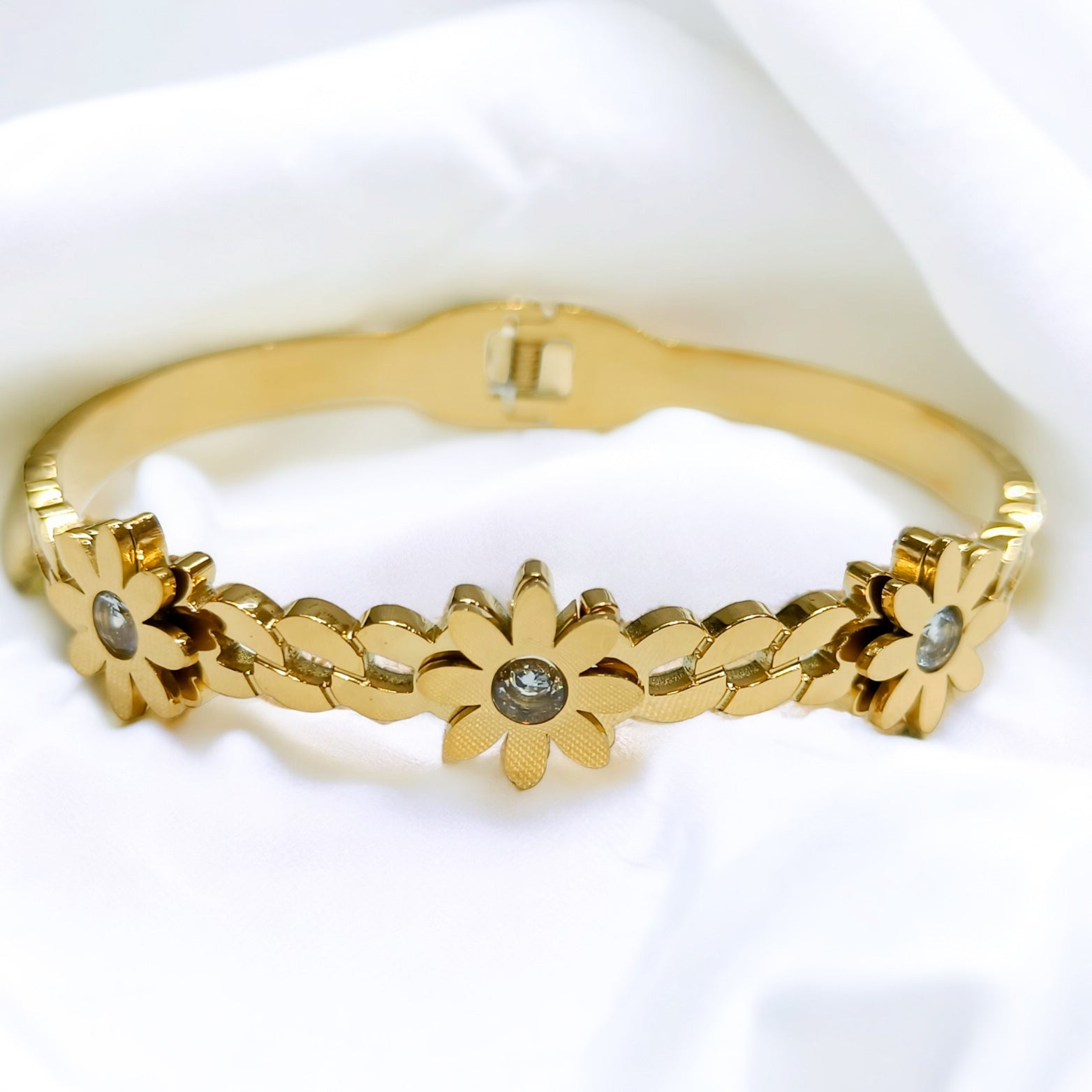 FW Gold Plated A D Stone Kada Bracelet