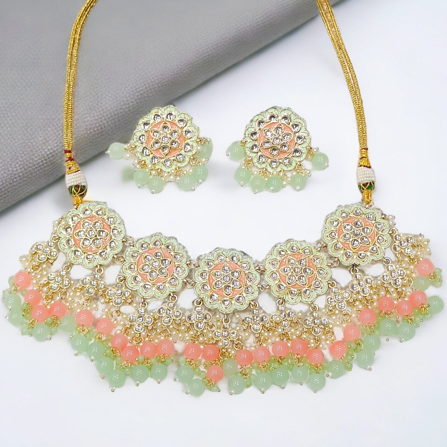 FW Premium Duo Color Indo-Western Necklace with Earrings