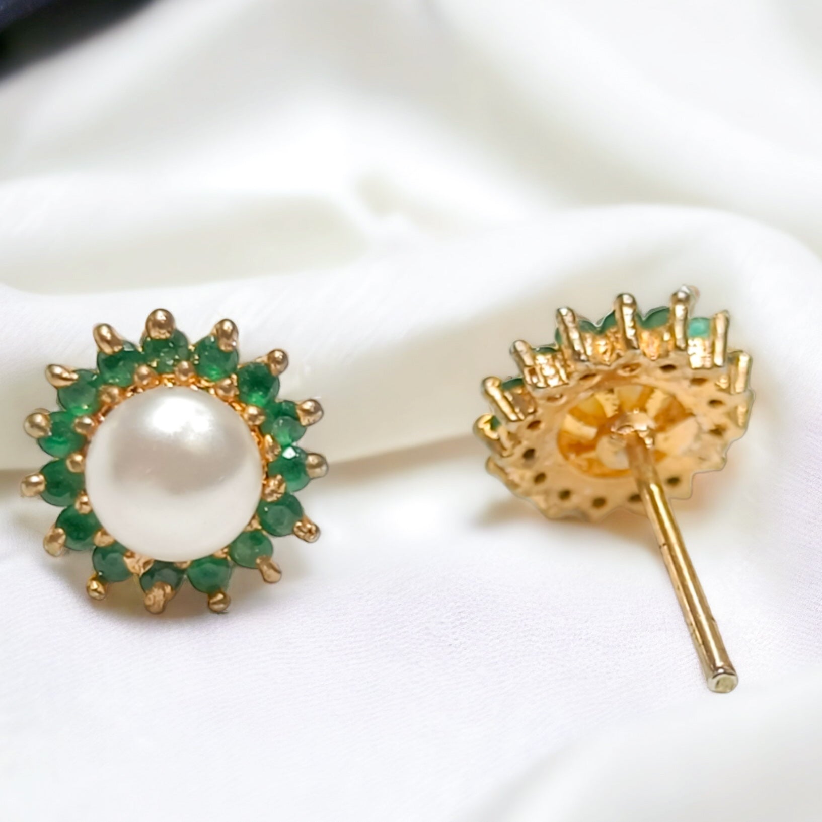 FW Voguish Green Hydro Crystal Pearl Stud