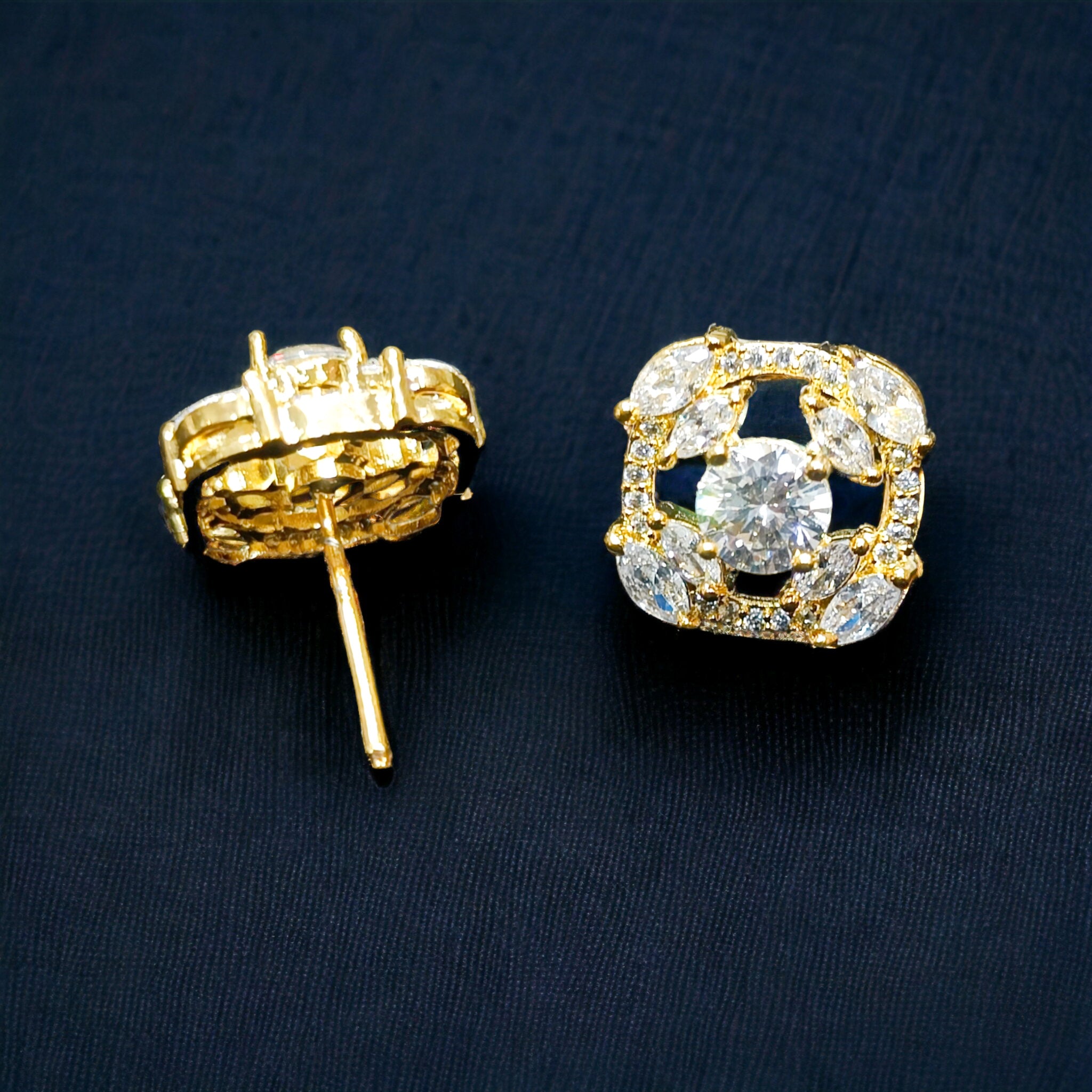 FW Gold Plated CZ AD Stud Earring