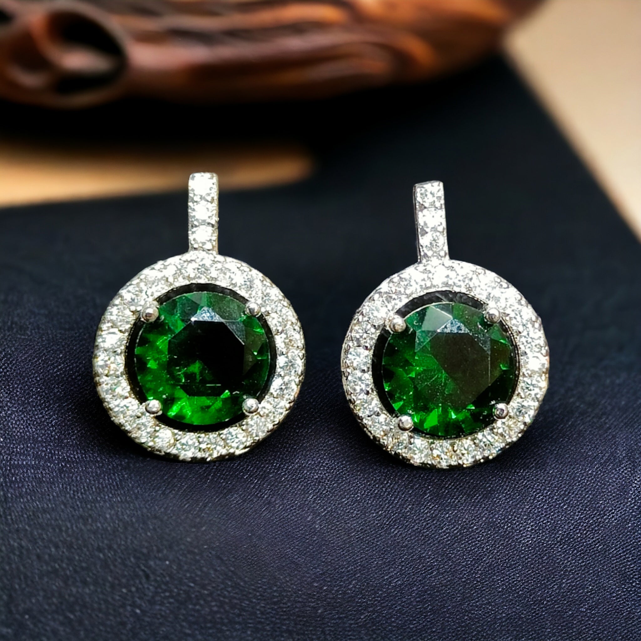 FW Emerald Stone CZ  Western Earring