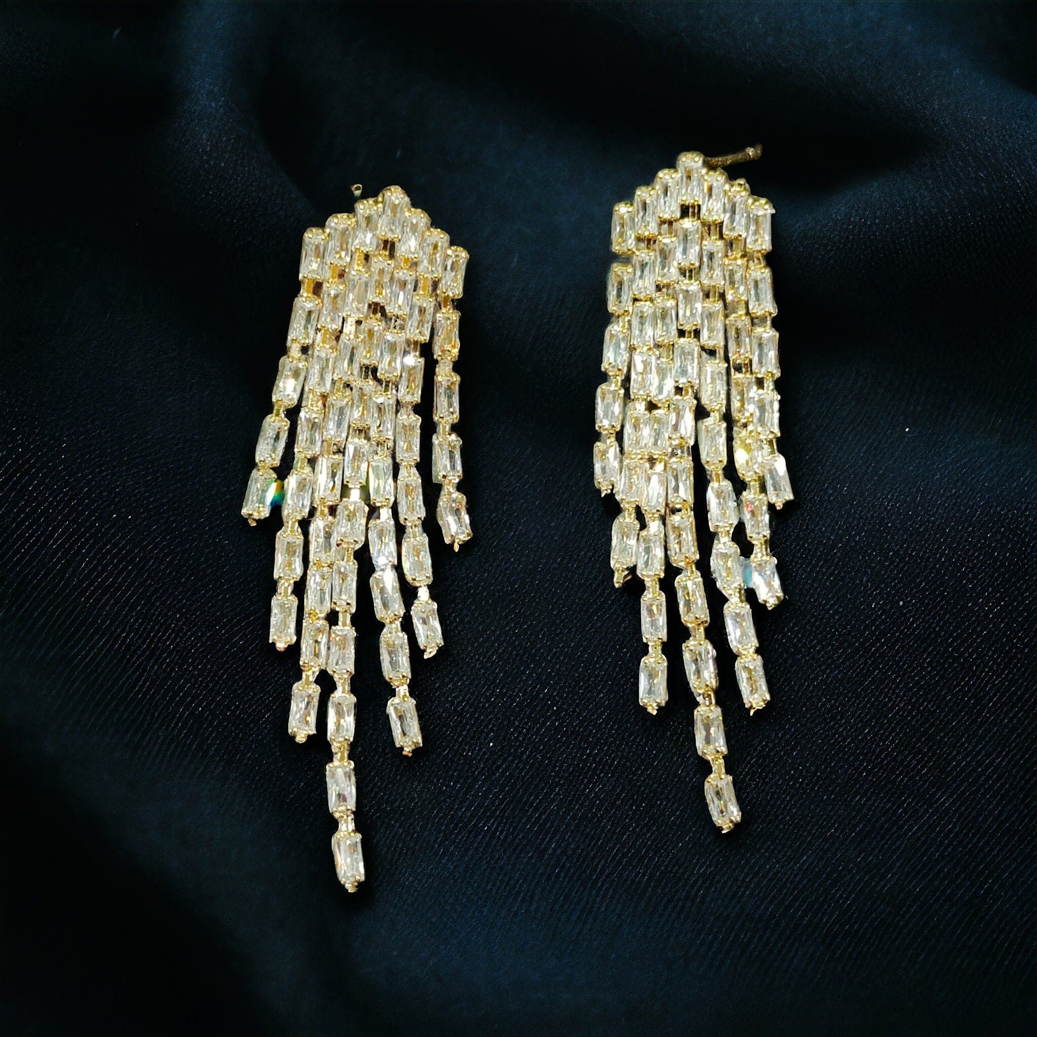 CZ Gold Plated Dangling Earring