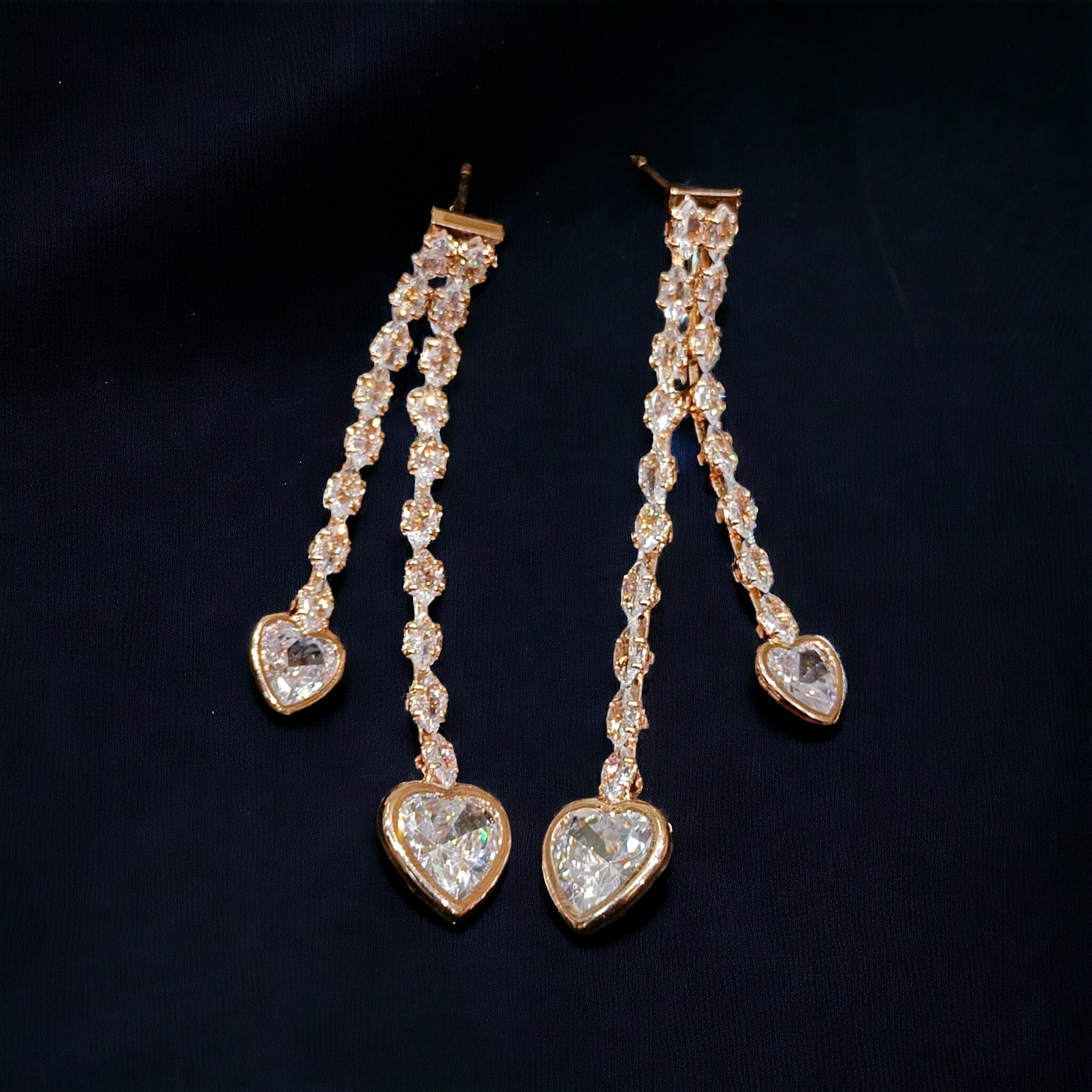 CZ Rose Gold Plated Dangling Earring