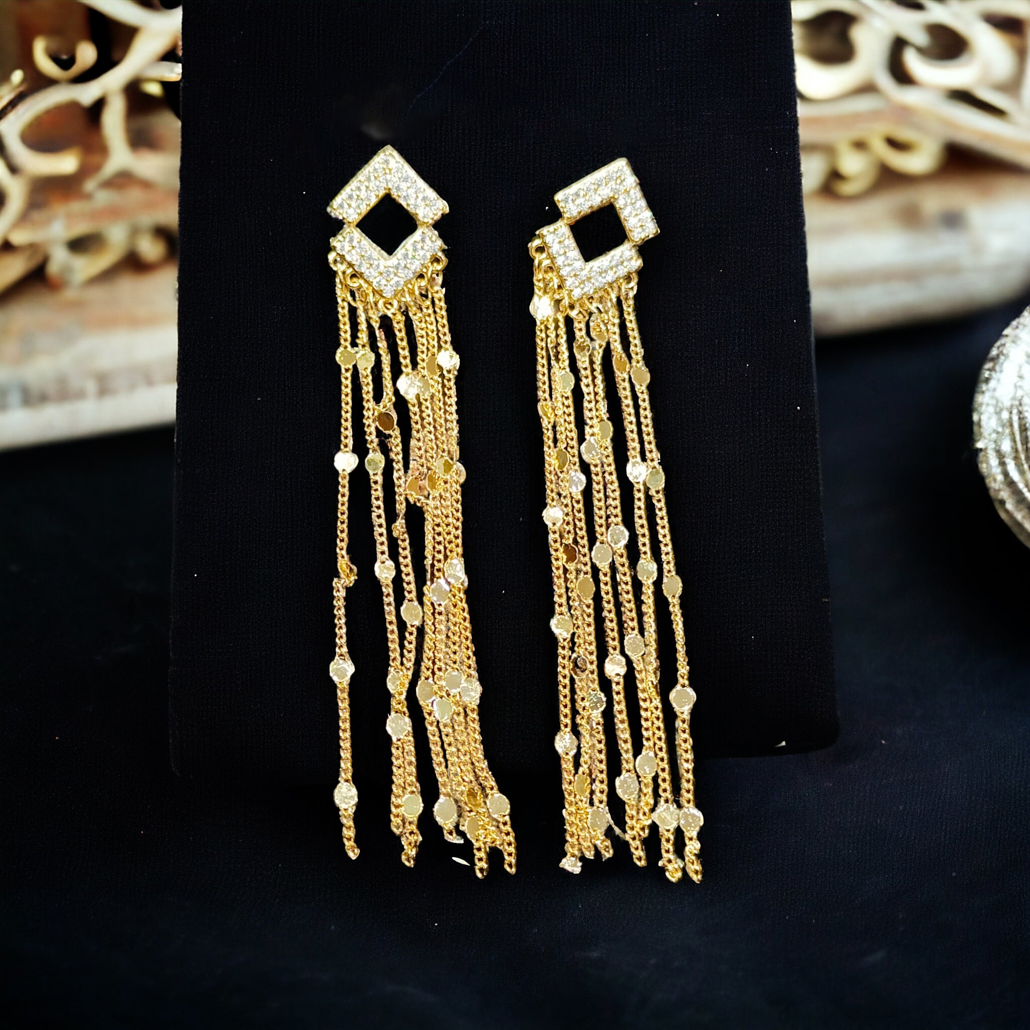 CZ Gold Plated Dangling Earring