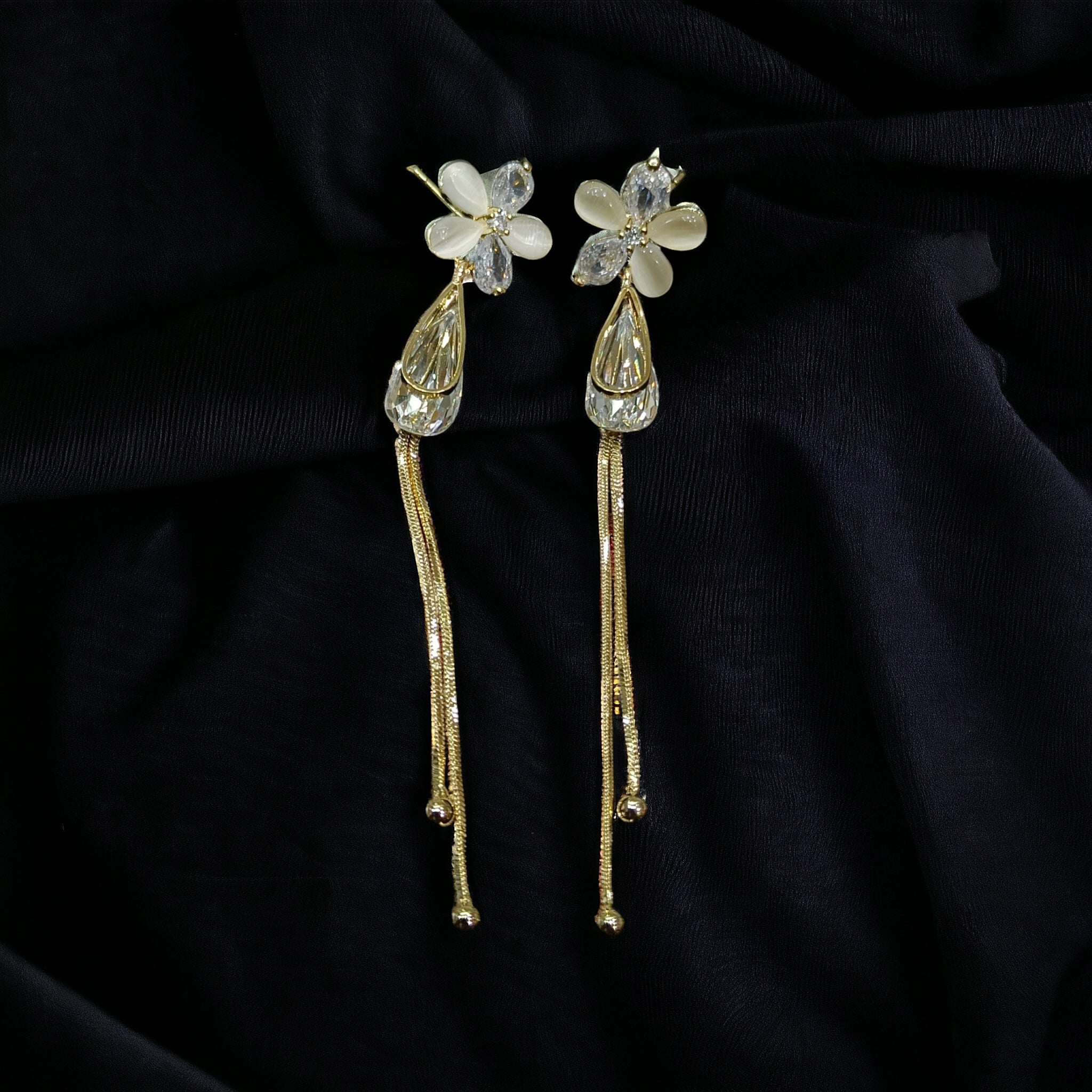 CZ Gold Plated Dangling Earring