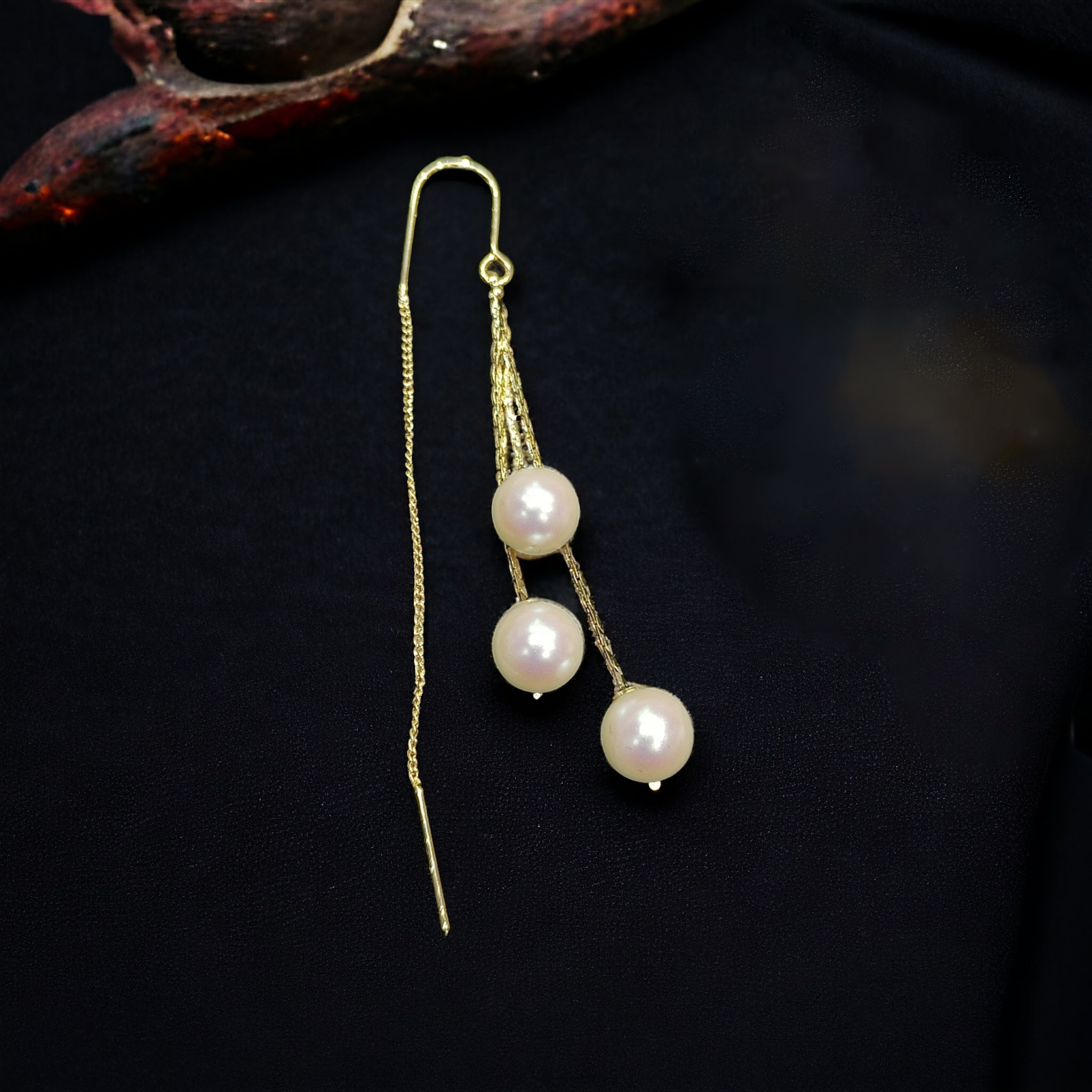 Gold Plated Pearl Dangling Earring