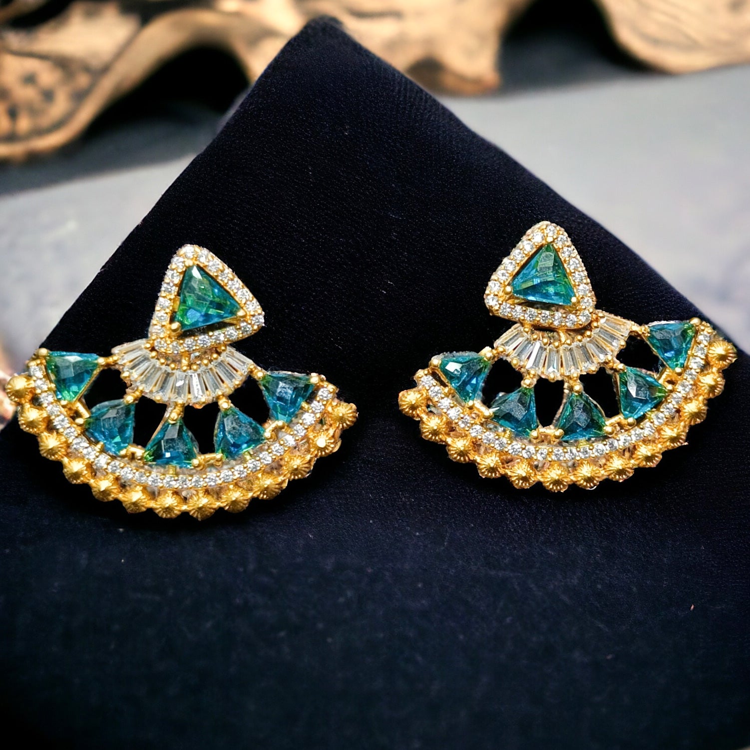 CZ Ramagreen Gold Plated Stud