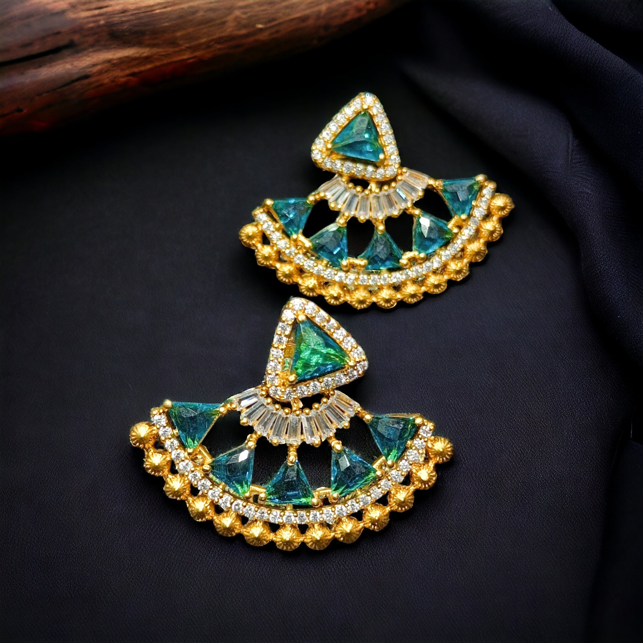 CZ Ramagreen Gold Plated Stud