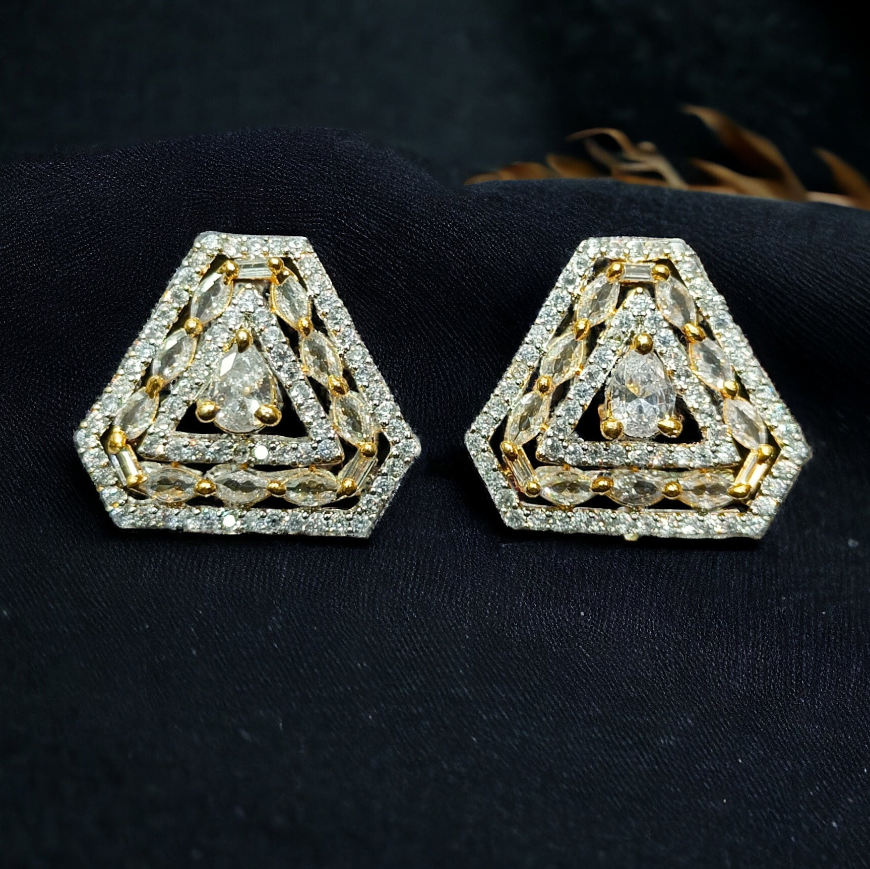 CZ Gold Plated Voguish Studs