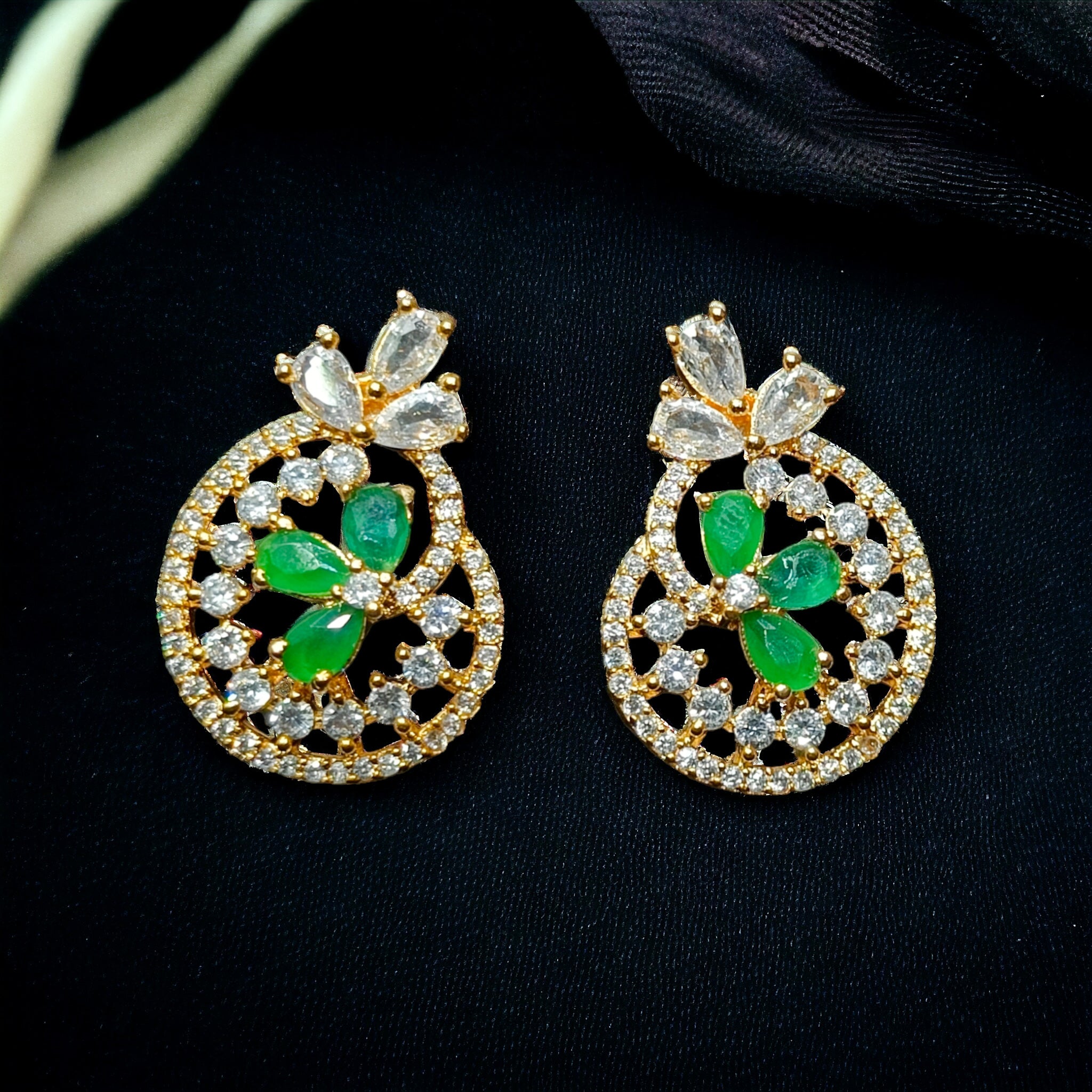 CZ Gold Plated Green AD Studs