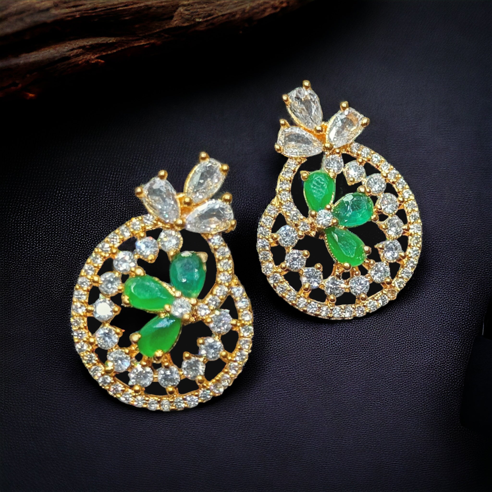 CZ Gold Plated Green AD Studs