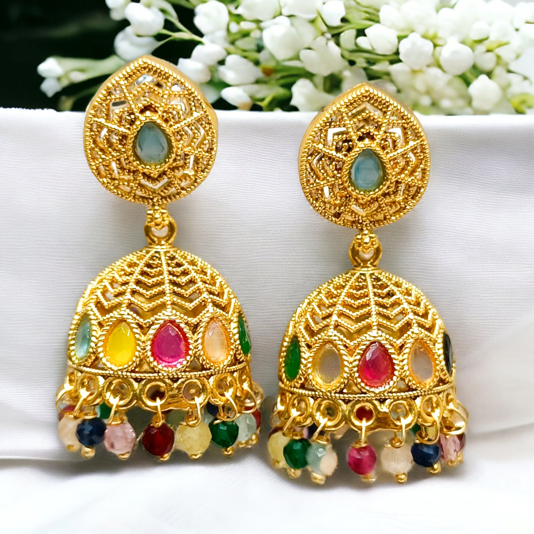 FW Gold Plated Multicolor Jhumka