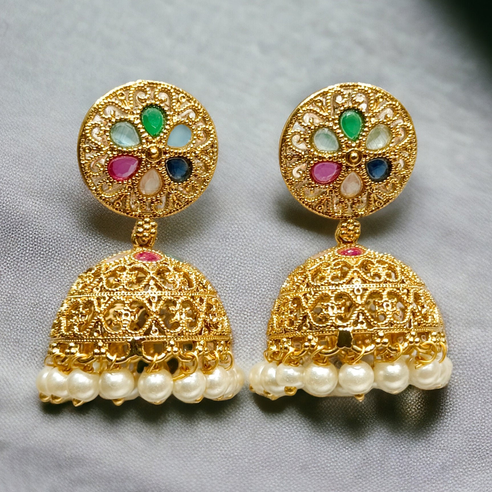 FW Gold Plated Multicolor Jhumka