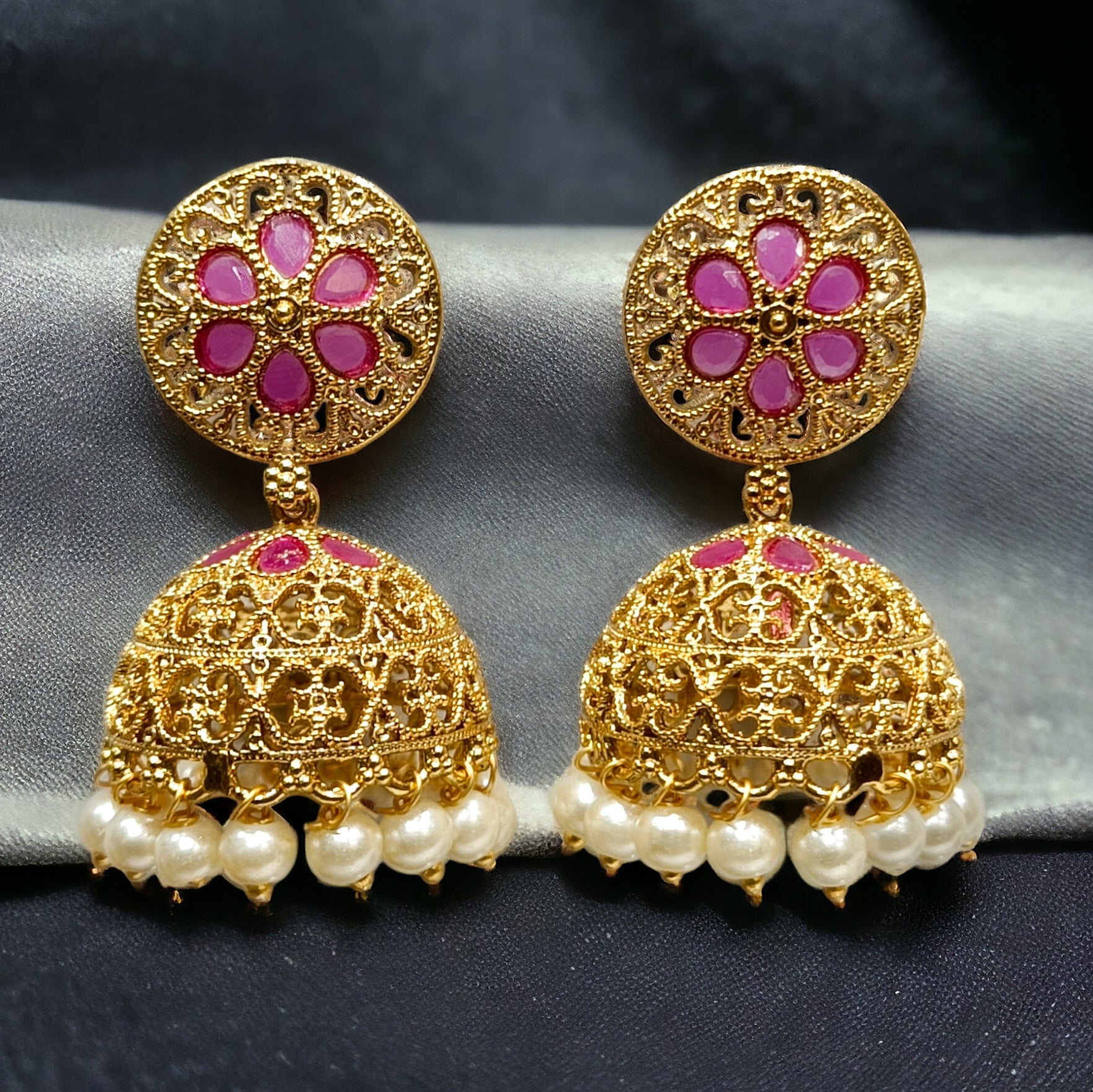 FW Gold Plated Ruby Jhumka