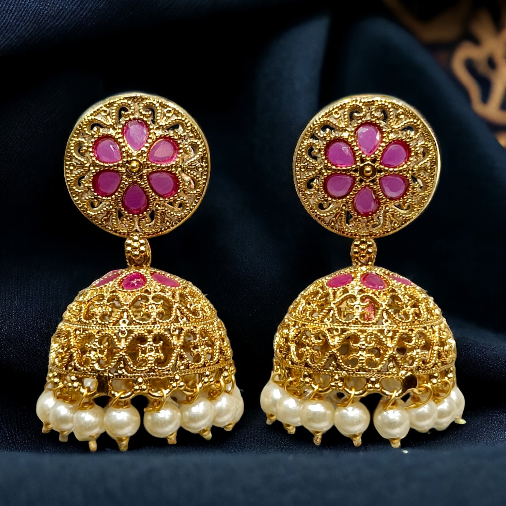 FW Gold Plated Ruby Jhumka