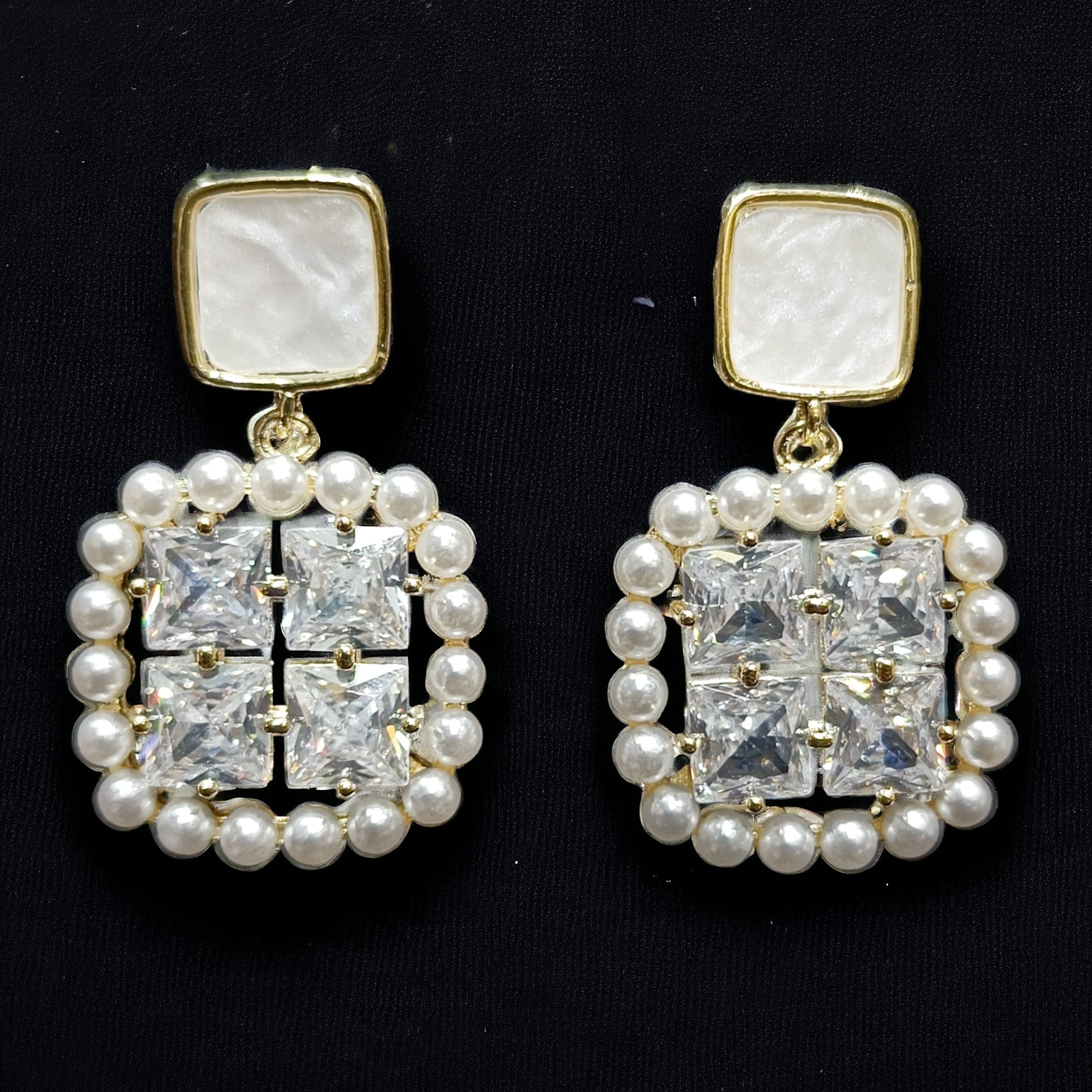 FW Gold Plated CZ Pearl Western Earring