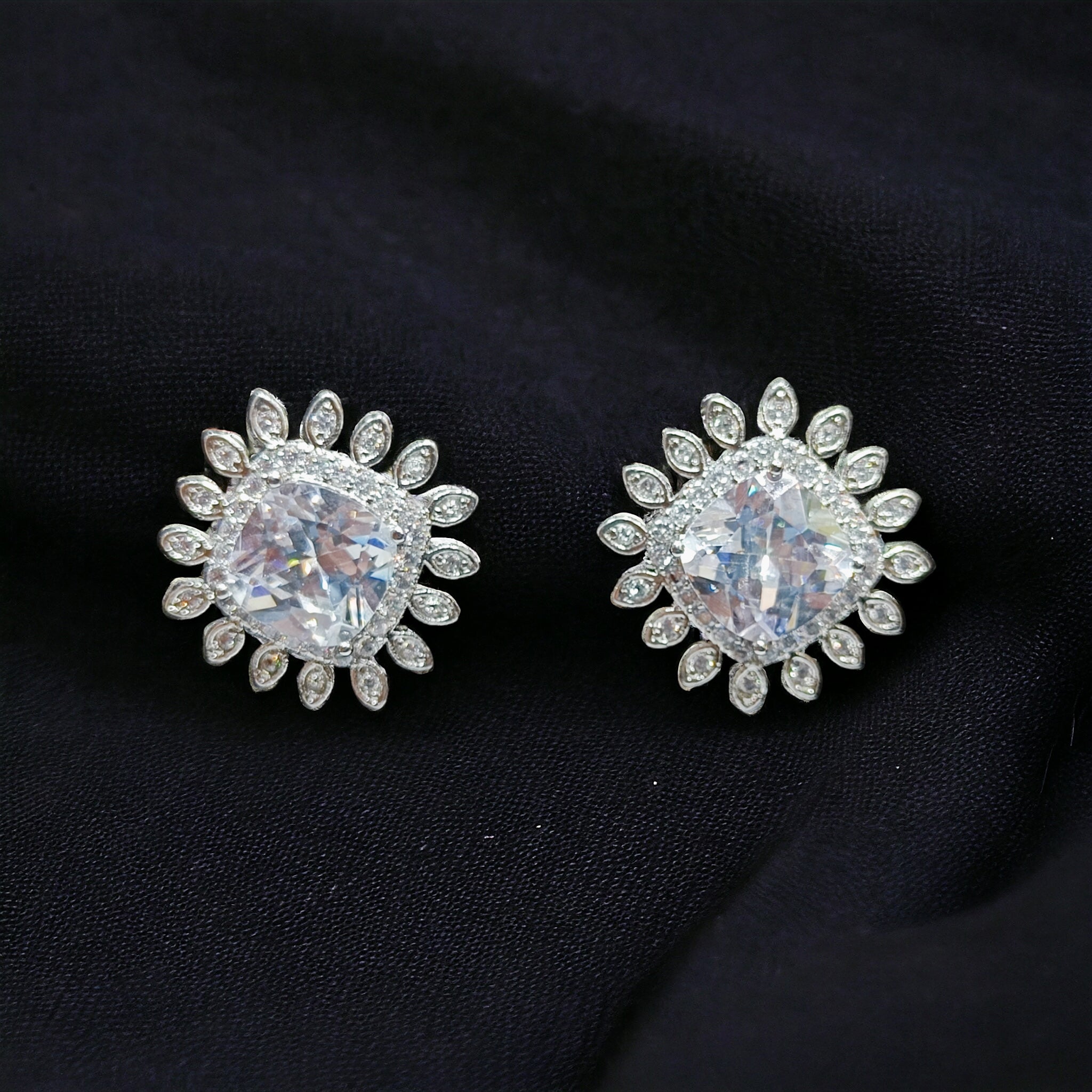 FW Rhodium Plated CZ Stud