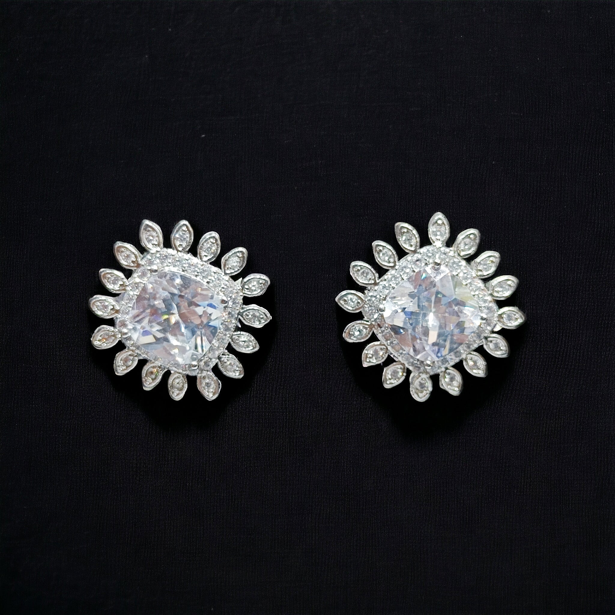 FW Rhodium Plated CZ Stud