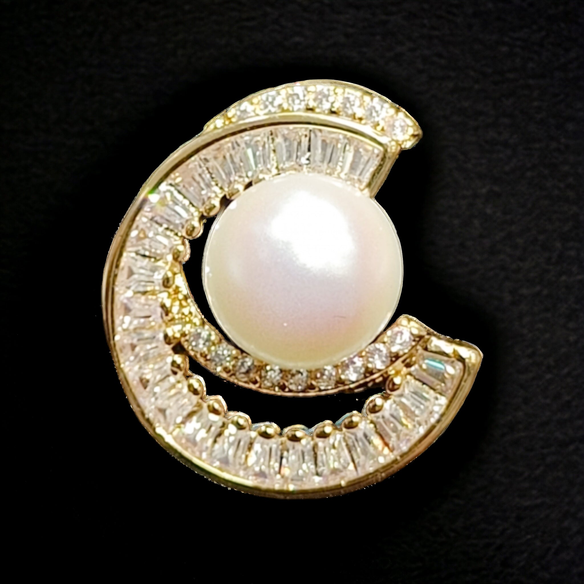 FW Gold Plated CZ Pearl Studs