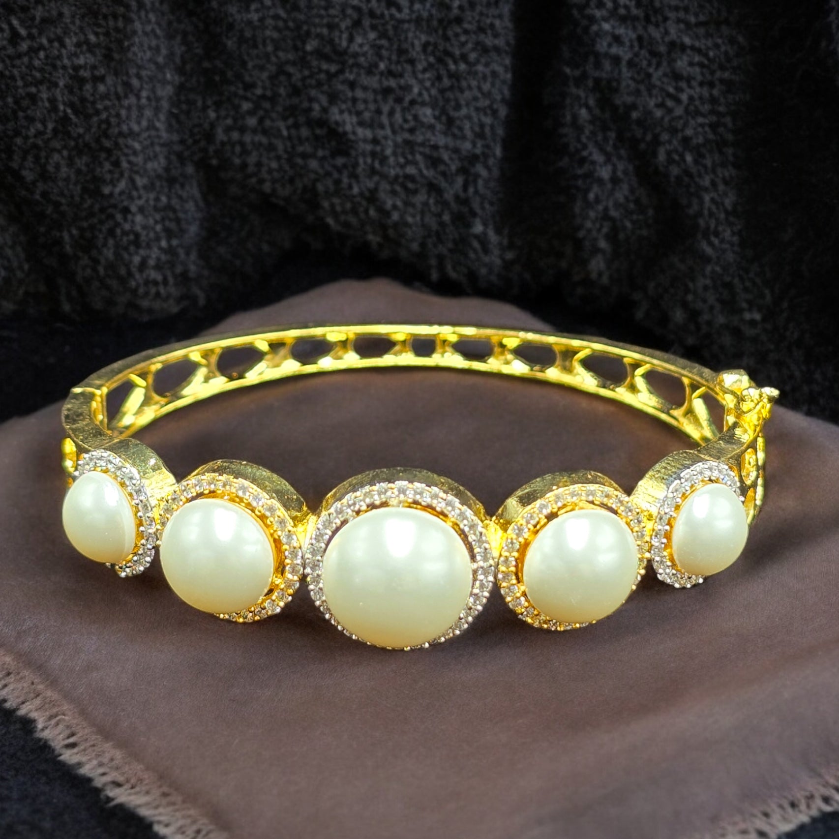 FW Gold Plated Pearl Kada Bracelet