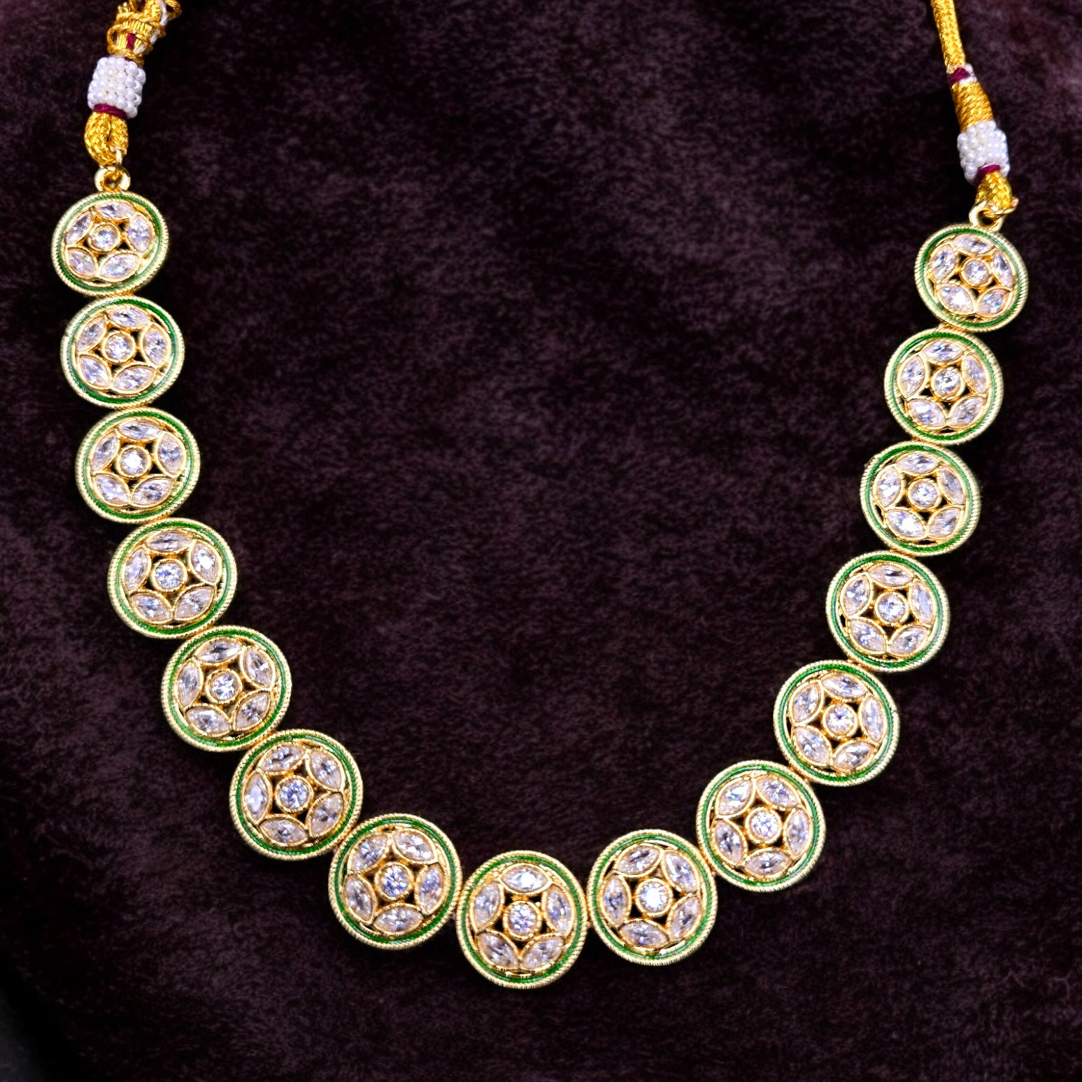 18K Gold Plated Kundan Necklace with Earrings