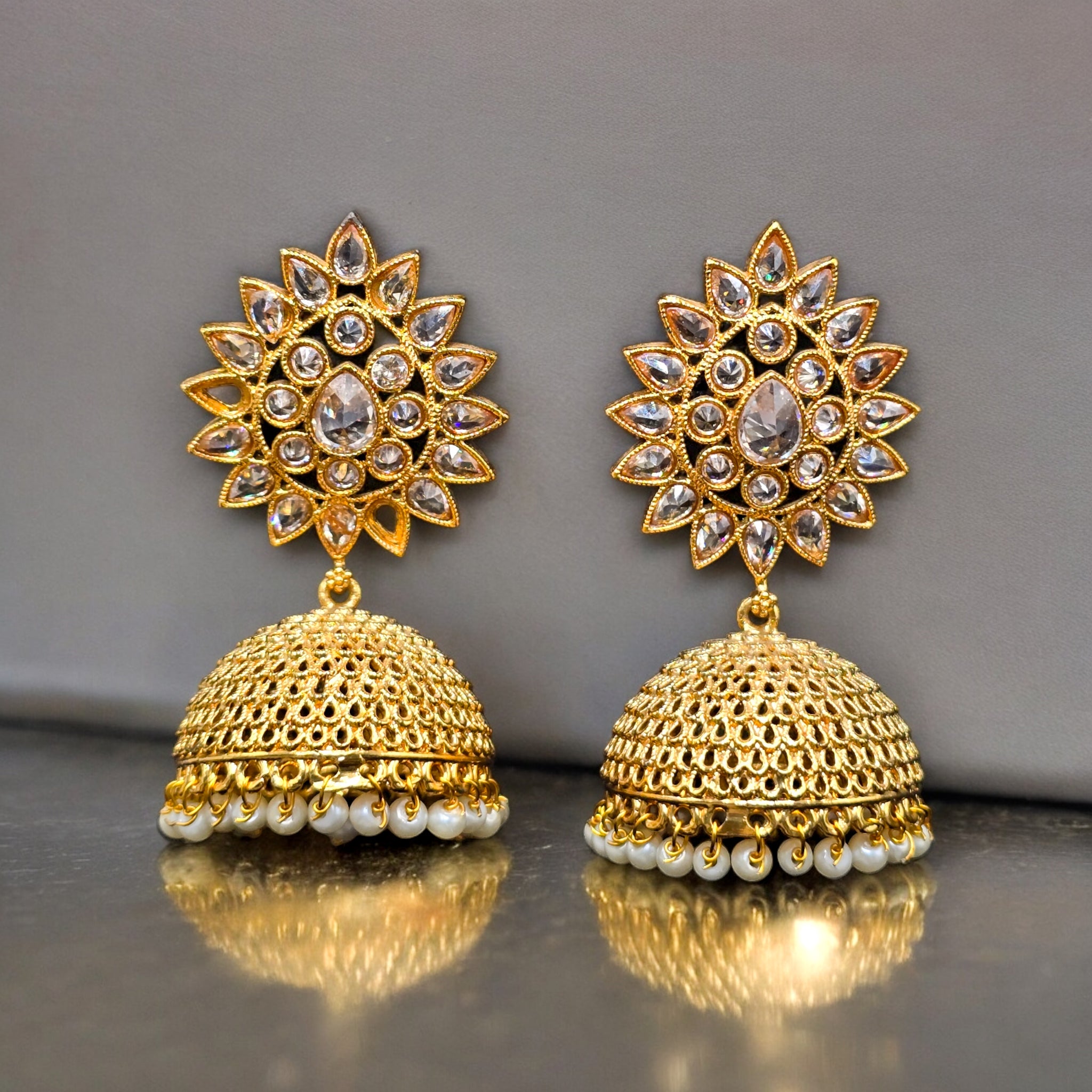 18K Gold Plated LCT Stone Jhumka