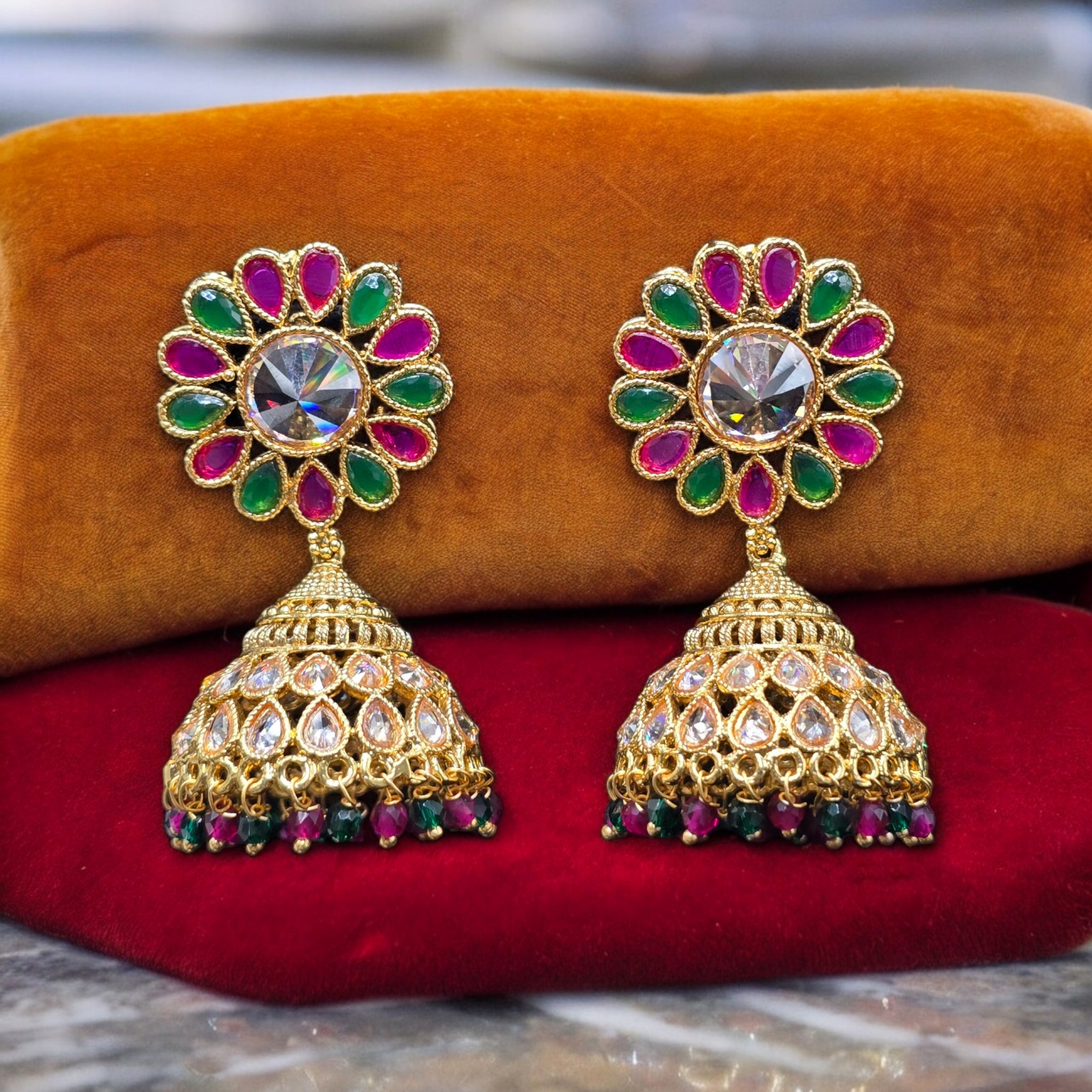 18k Gold Plated Multicolor Jhumka