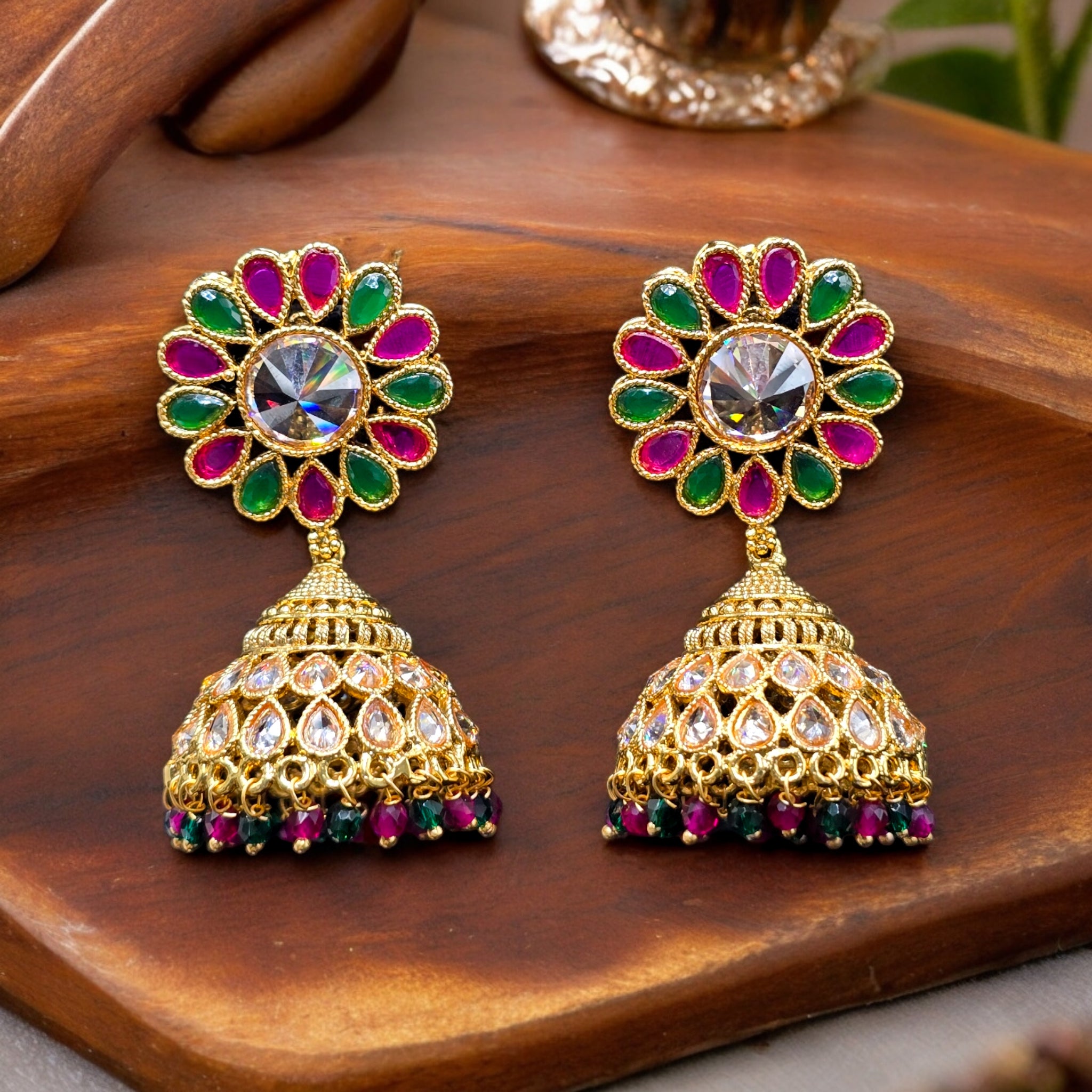 18k Gold Plated Multicolor Jhumka