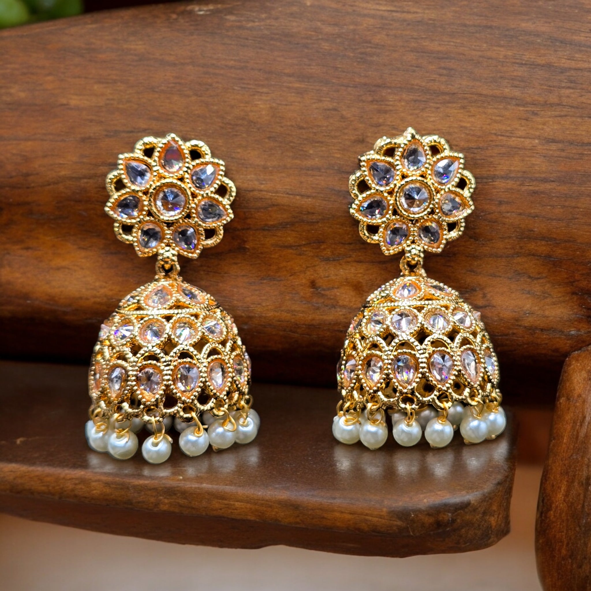 18K Gold Plated LCT Stone Jhumka