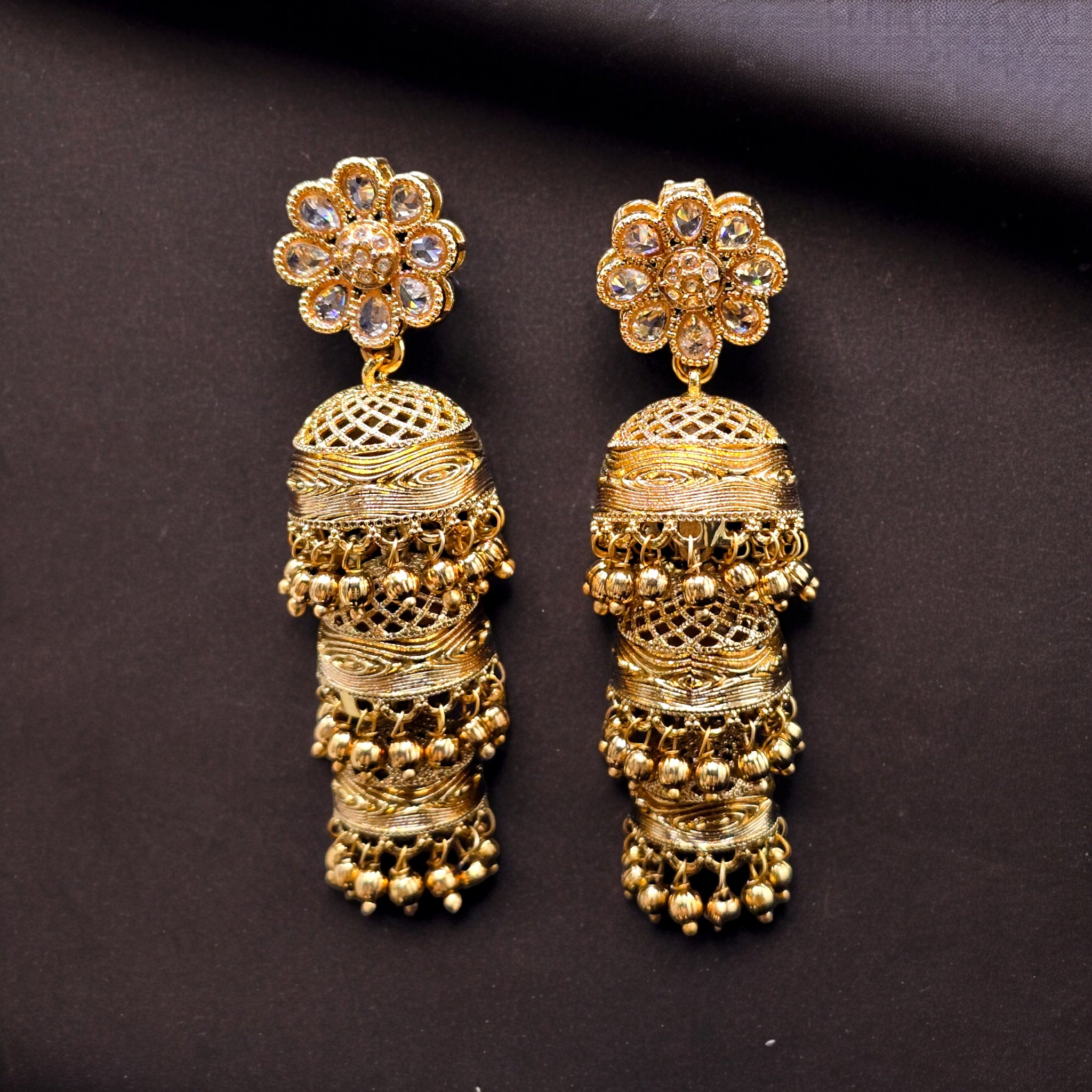 18K Gold Plated Triple Layer Jhumka