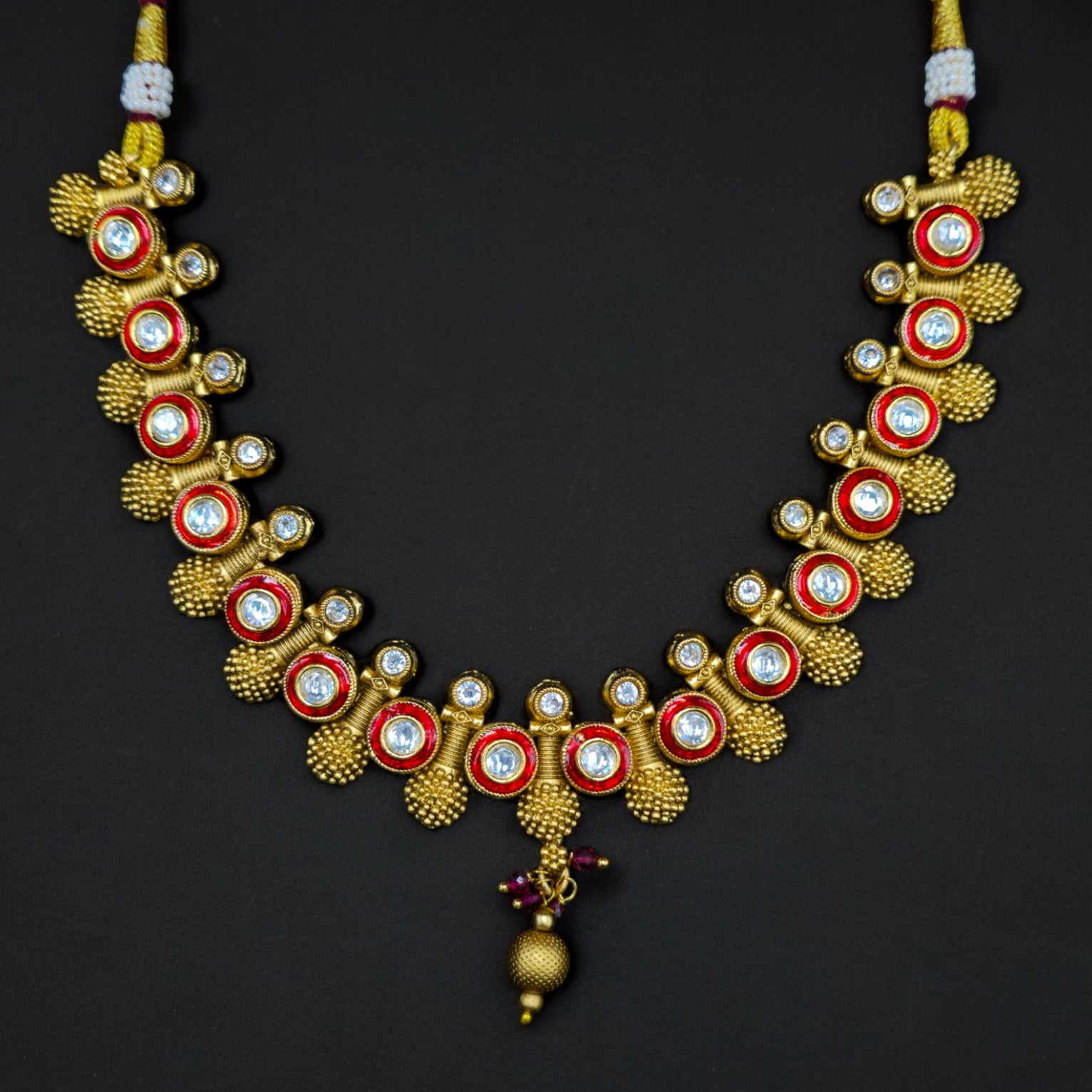 Gold Plated Kundan Necklace with Earrings