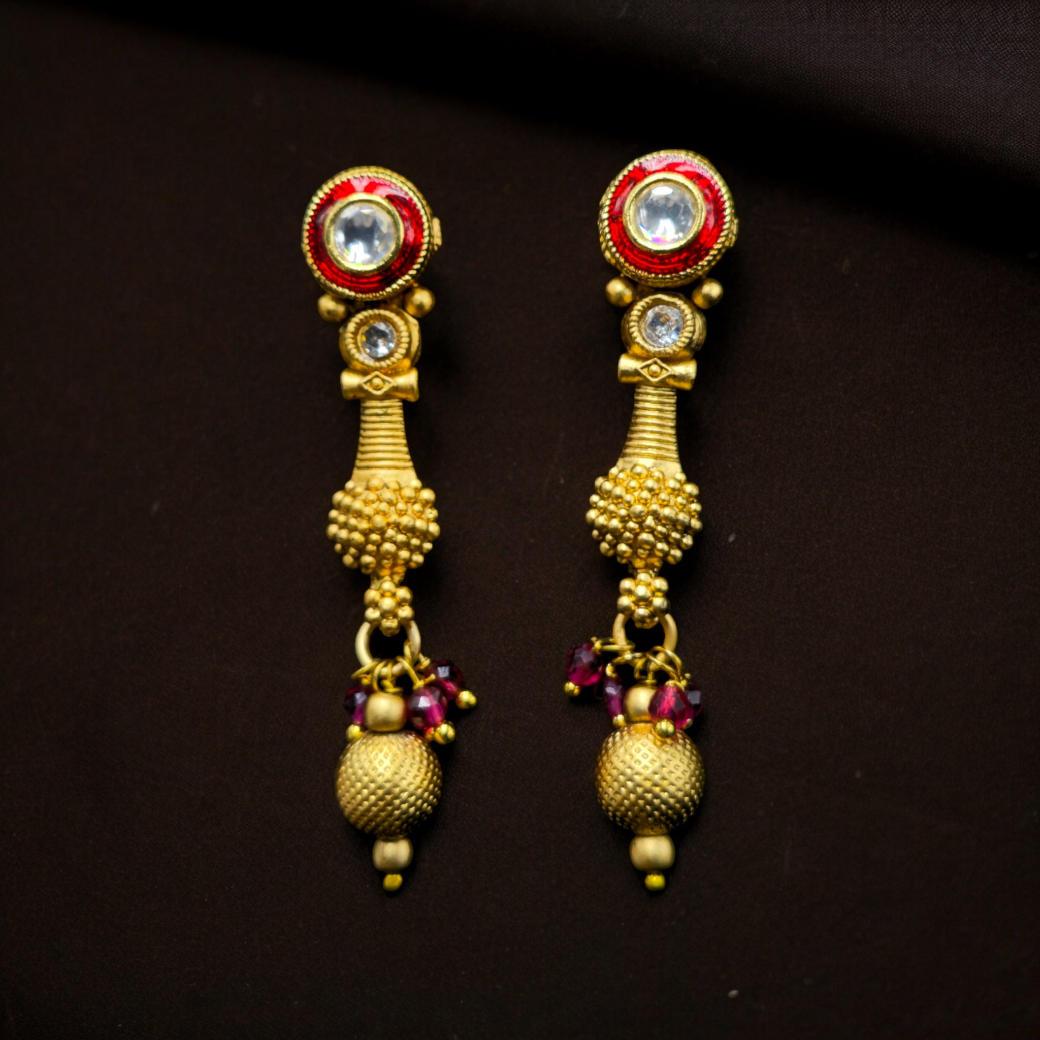 Gold Plated Kundan Necklace with Earrings