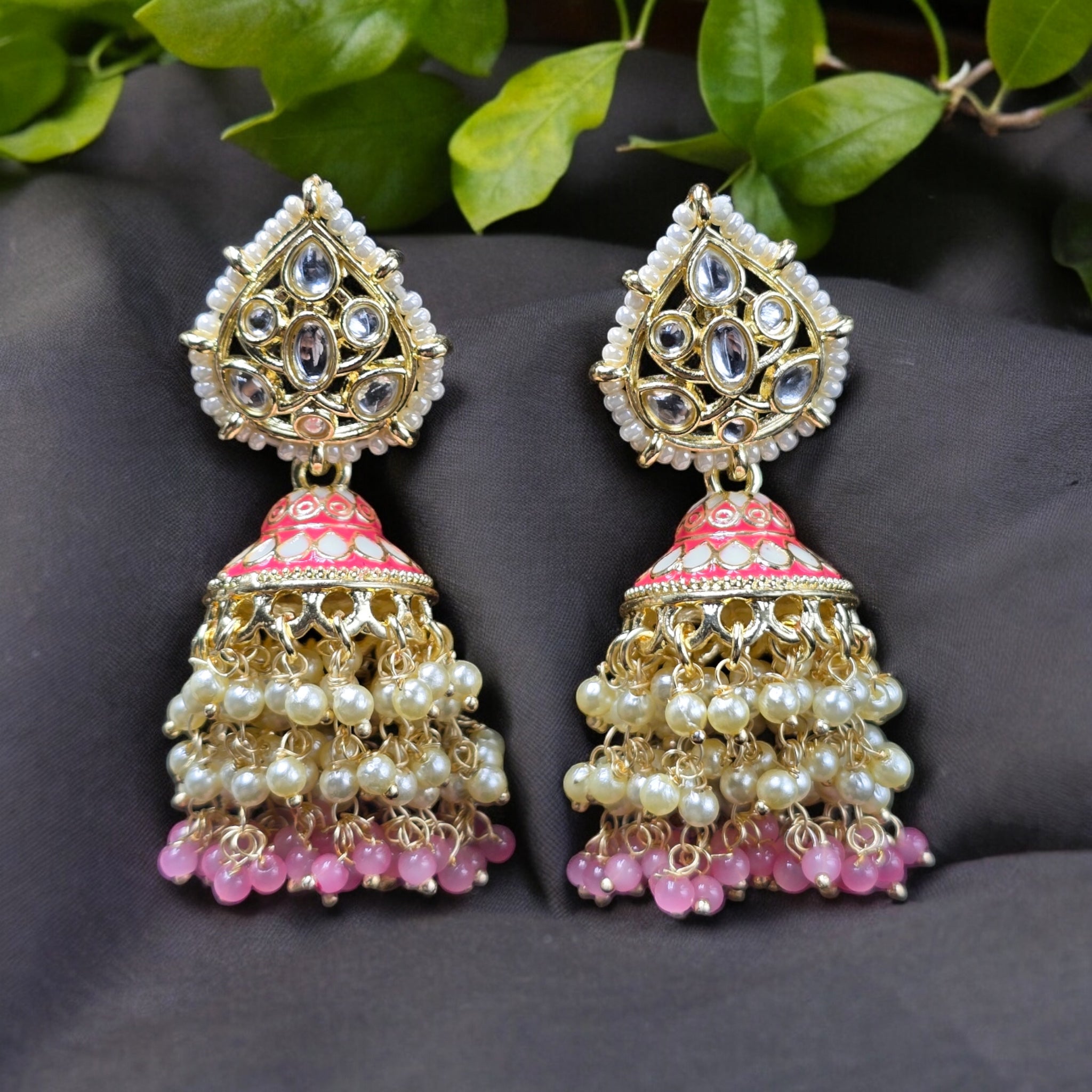 Baby Pink White Pearl Indo-Western Earring