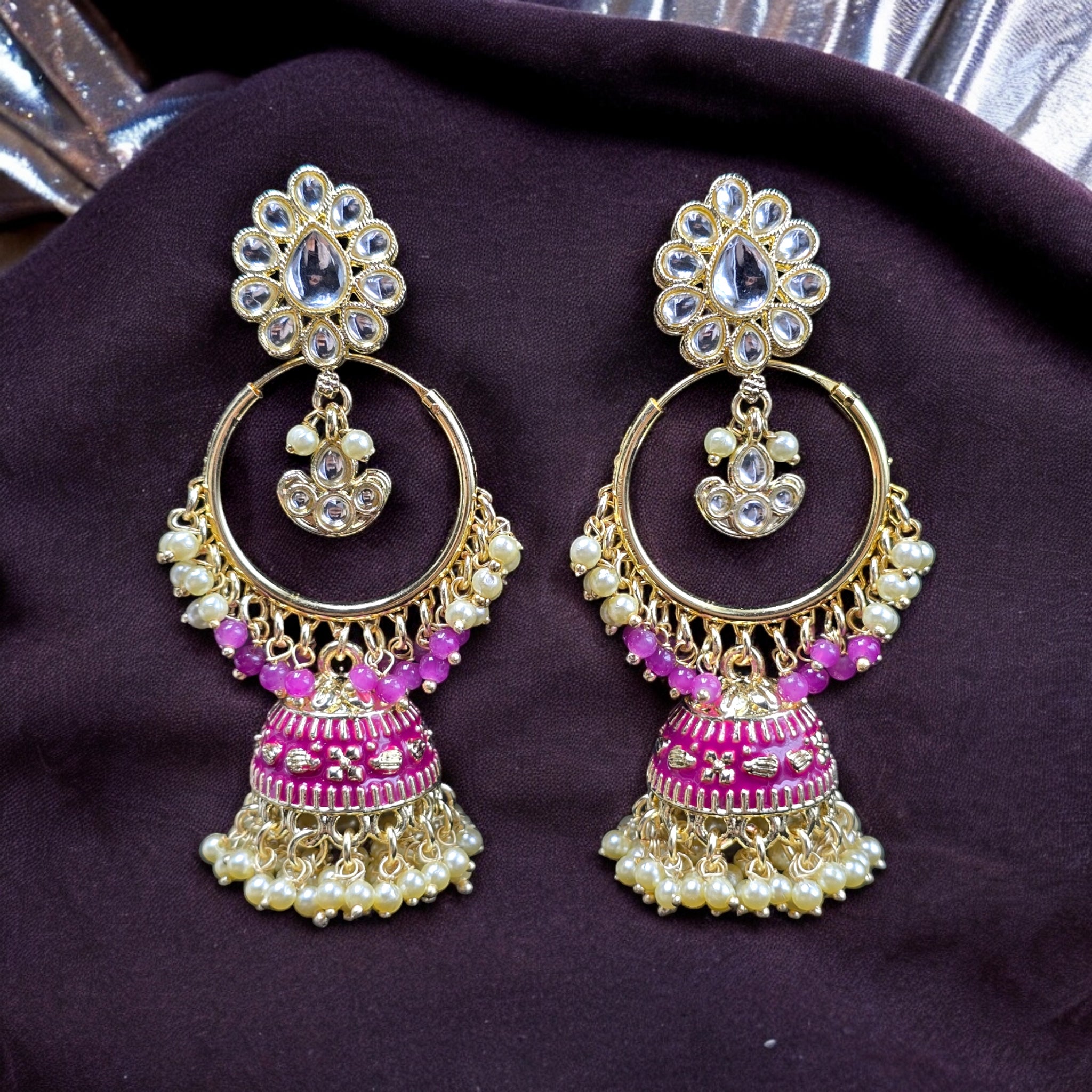 Rani Colour Chandbali Indo-Western Earring